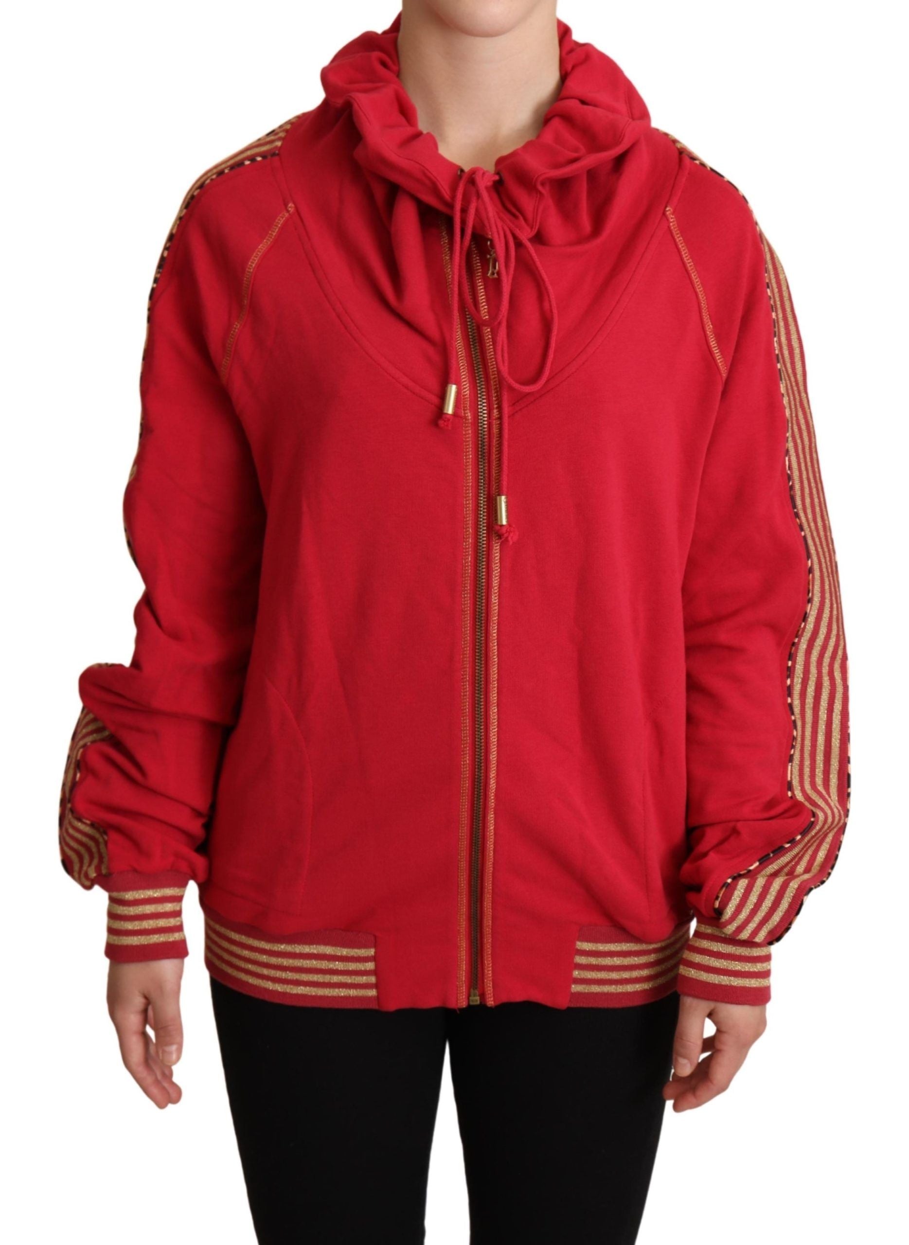 John Galliano Red Zip-up Hoodie Pullover Sweatshirt