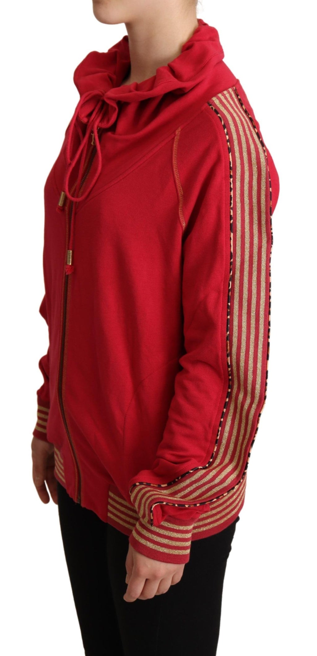 John Galliano Red Zip-up Hoodie Pullover Sweatshirt