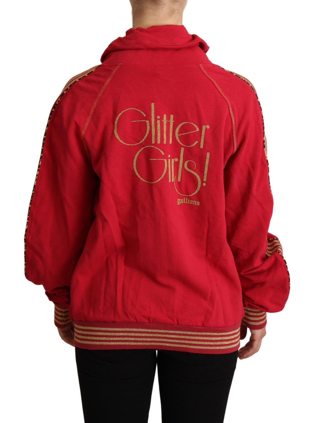 John Galliano Red Zip-up Hoodie Pullover Sweatshirt