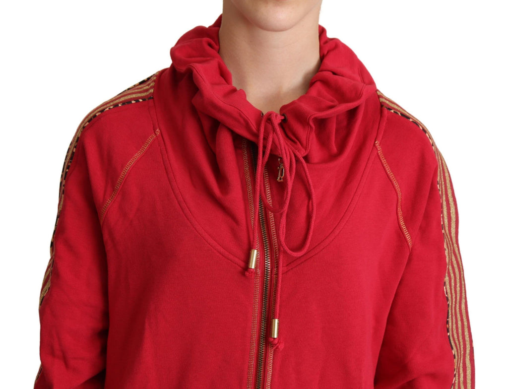 John Galliano Red Zip-up Hoodie Pullover Sweatshirt