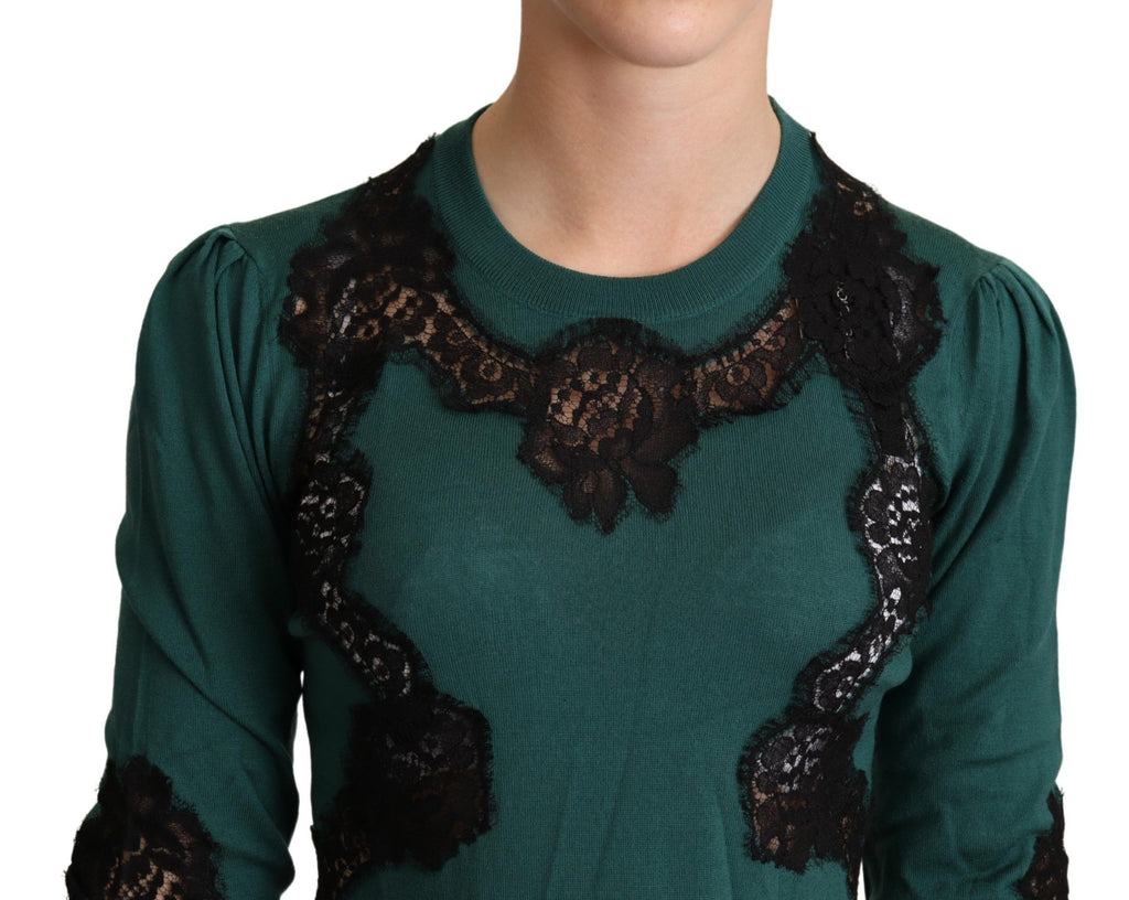 Dolce & Gabbana Green Wool Crew-Neck Sweater