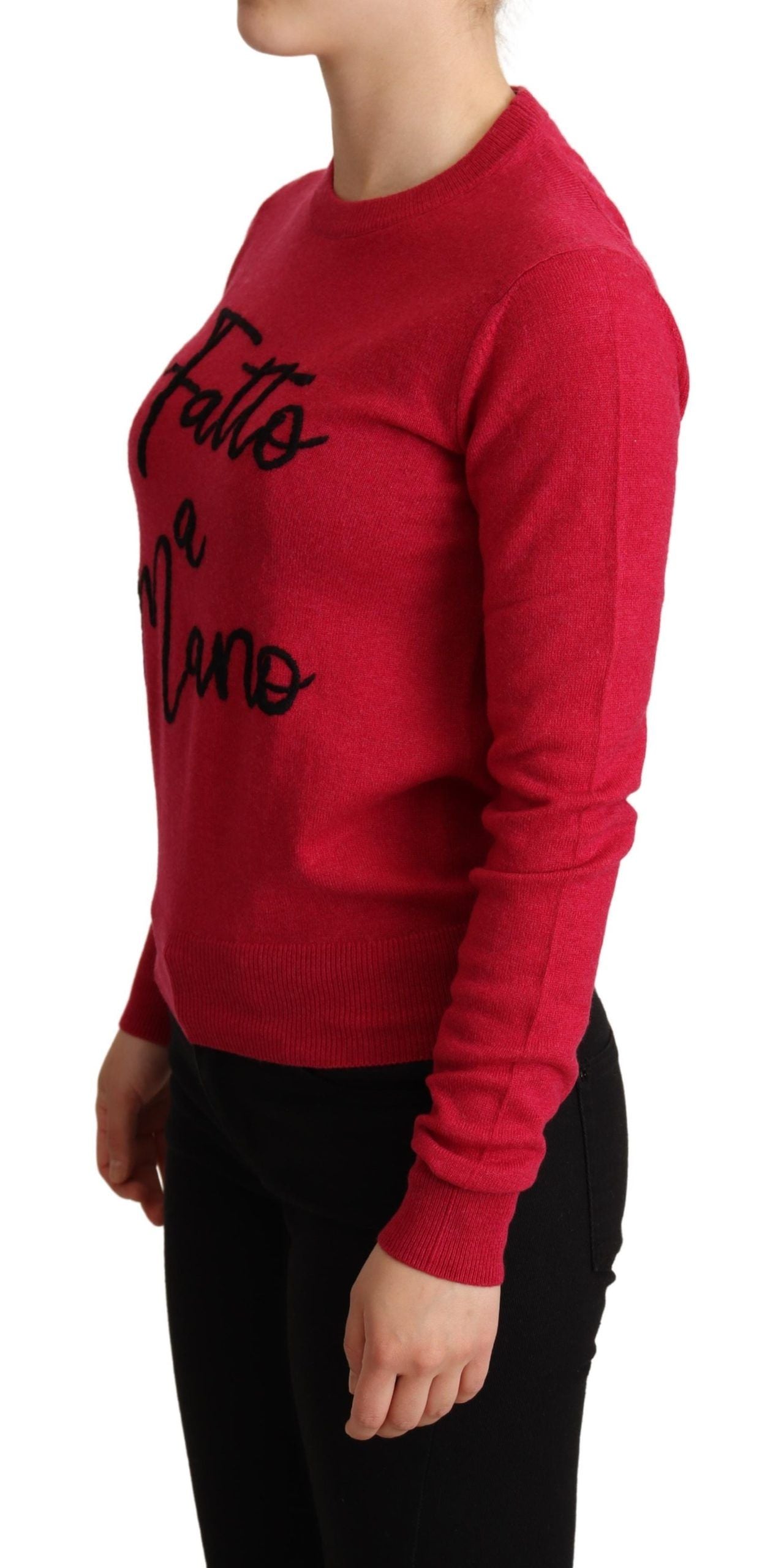 Dolce & Gabbana Rosa bestickter Pullover aus Kaschmirwolle