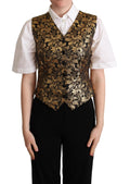 Dolce & Gabbana Schwarz-Gold-Jacquard-Seidenweste Vest