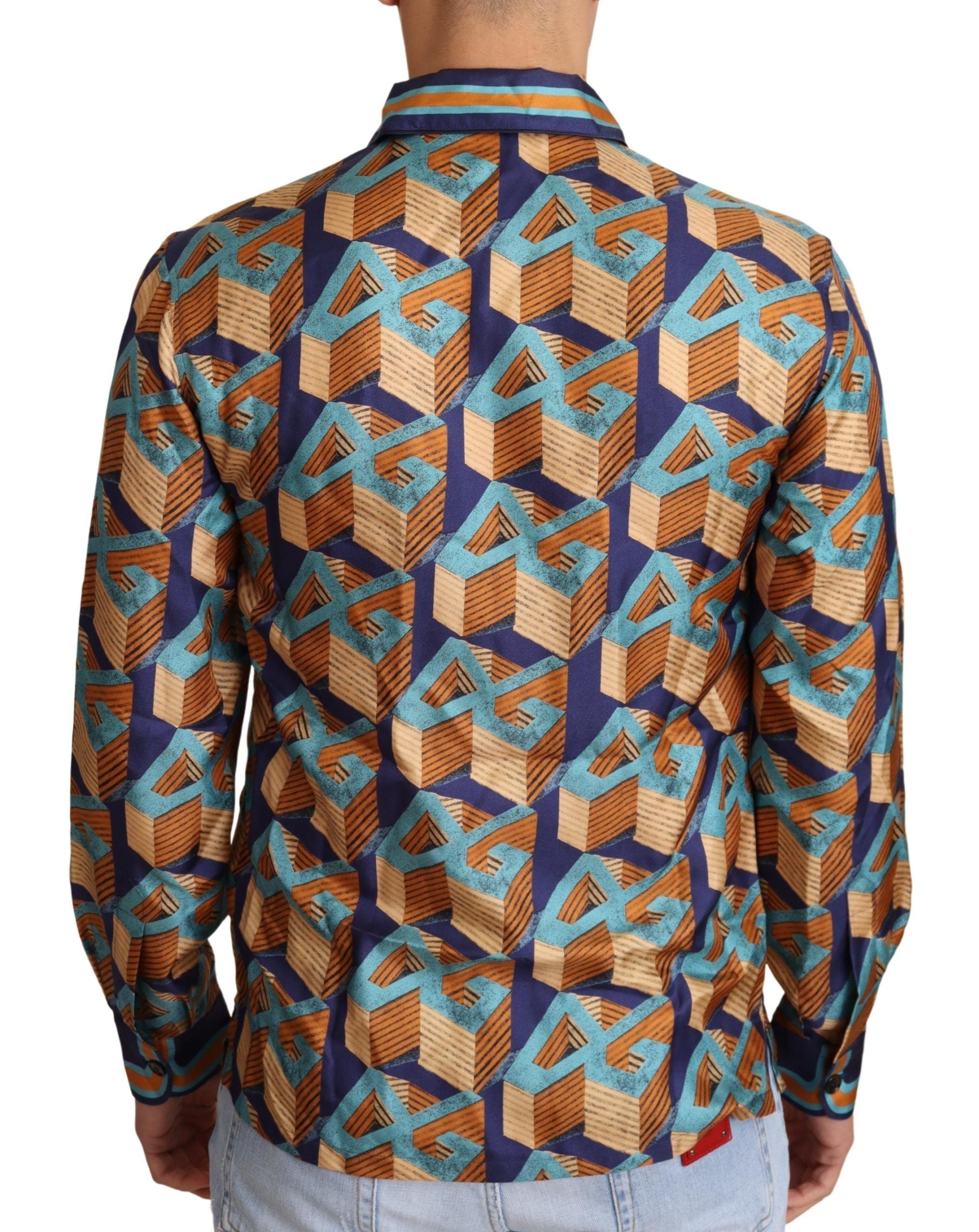 Dolce & Gabbana Multicolor DG Logo Seide Herren Top Shirt