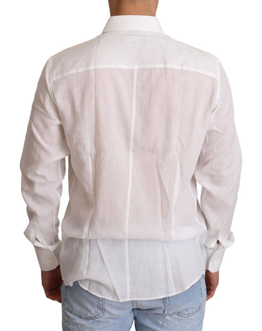 Dolce & Gabbana White Cotton Shirt with Floral Pattern MARTINI