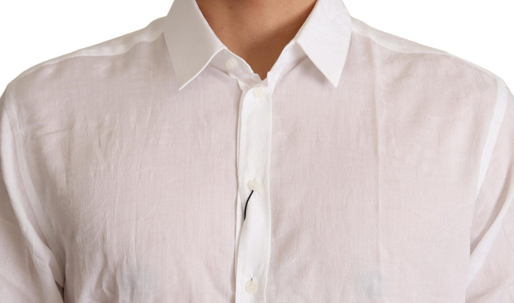 Dolce & Gabbana White Cotton Shirt with Floral Pattern MARTINI