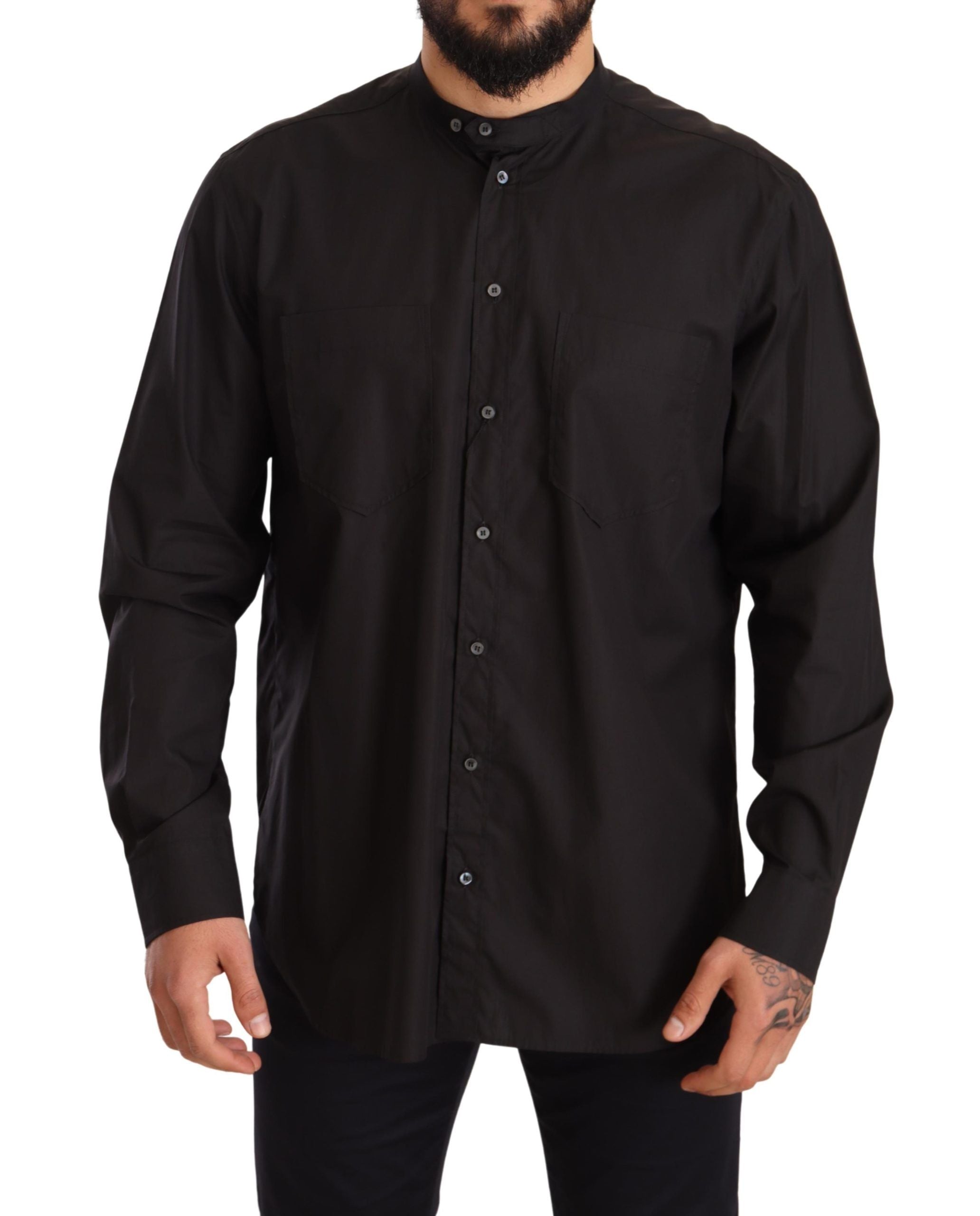Dolce & Gabbana Black 100% Cotton Formal Shirt