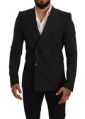 Dolce & Gabbana Schwarz-weiß gestreifter Mantel Blazer mit schmaler Passform