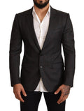 Dolce & Gabbana Graue karierte Wolljacke mit schmaler Passform Blazer