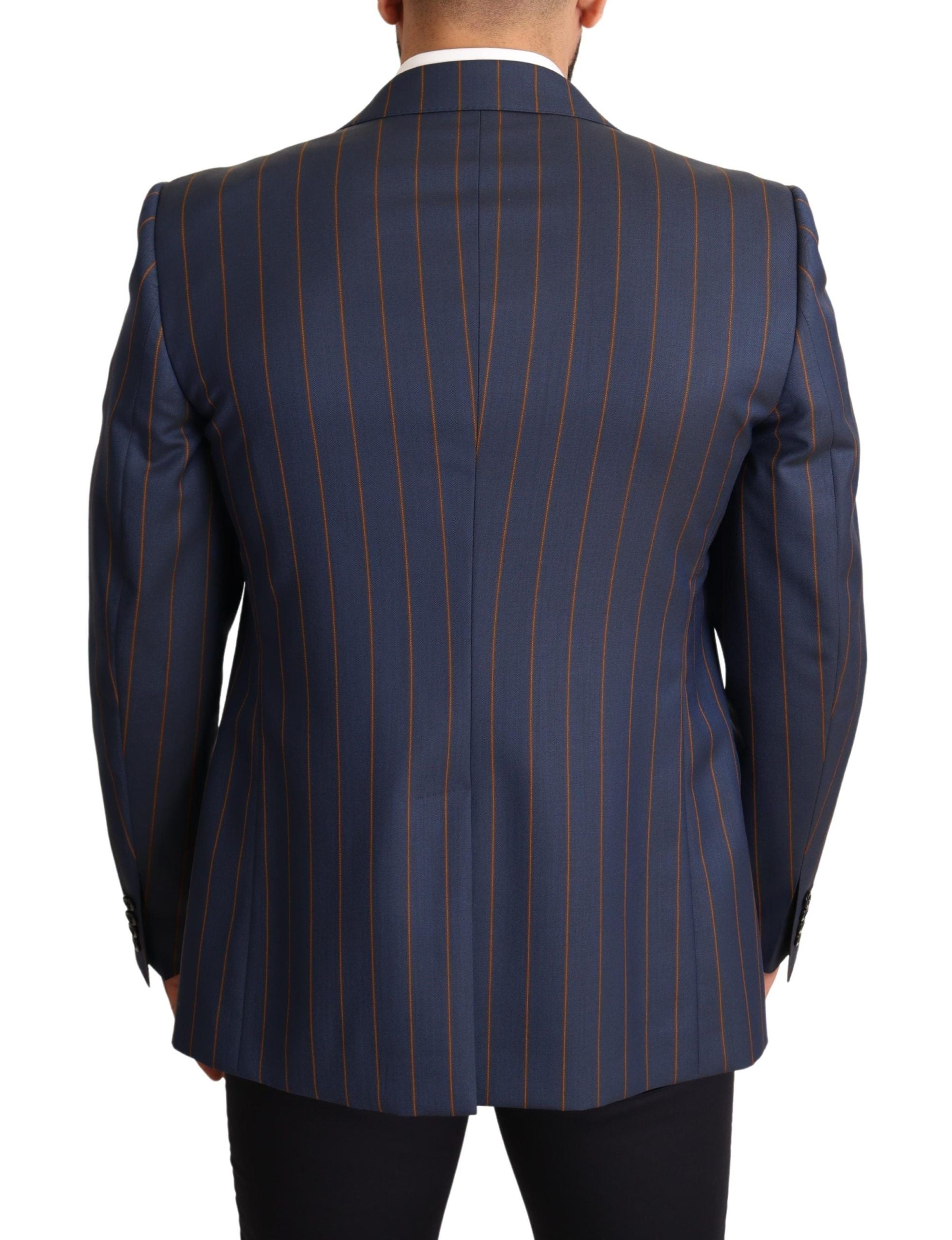 Dolce & Gabbana Blue Striped Slim Fit Wool Blazer Jacket
