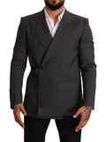 Dolce & Gabbana Grey Plaid Slim-Fit Wool Jacket Blazer