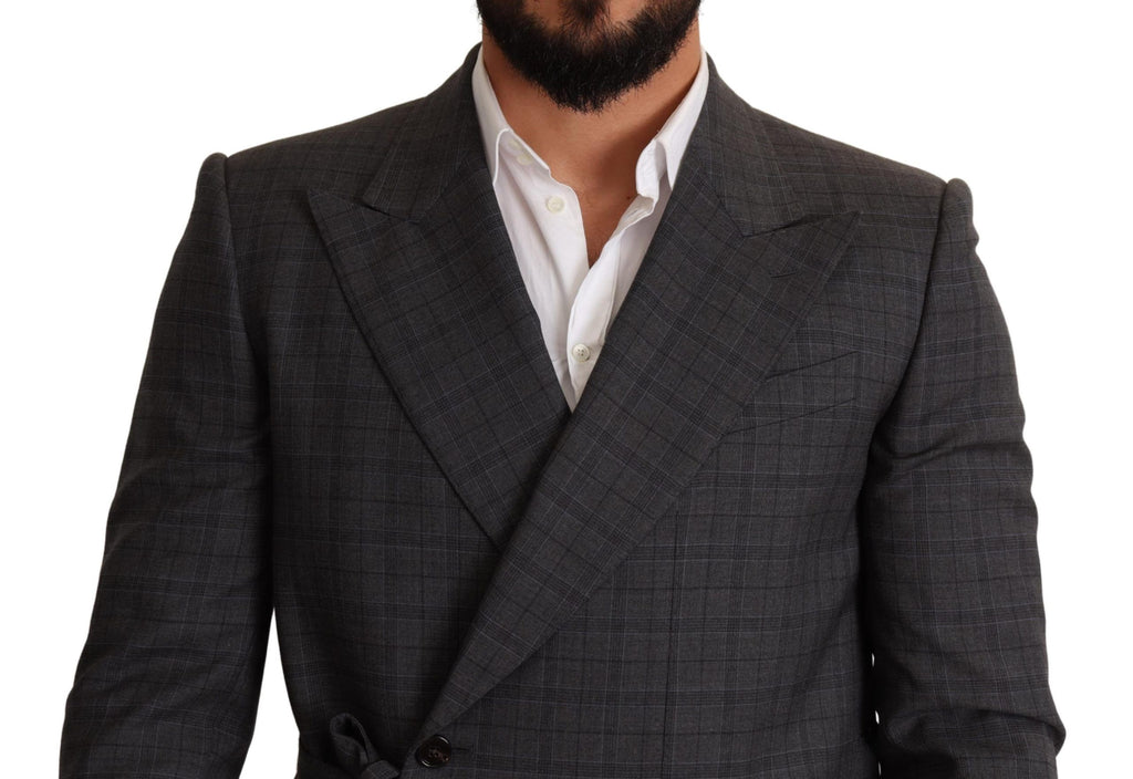 Dolce & Gabbana Grey Plaid Slim-Fit Wool Jacket Blazer