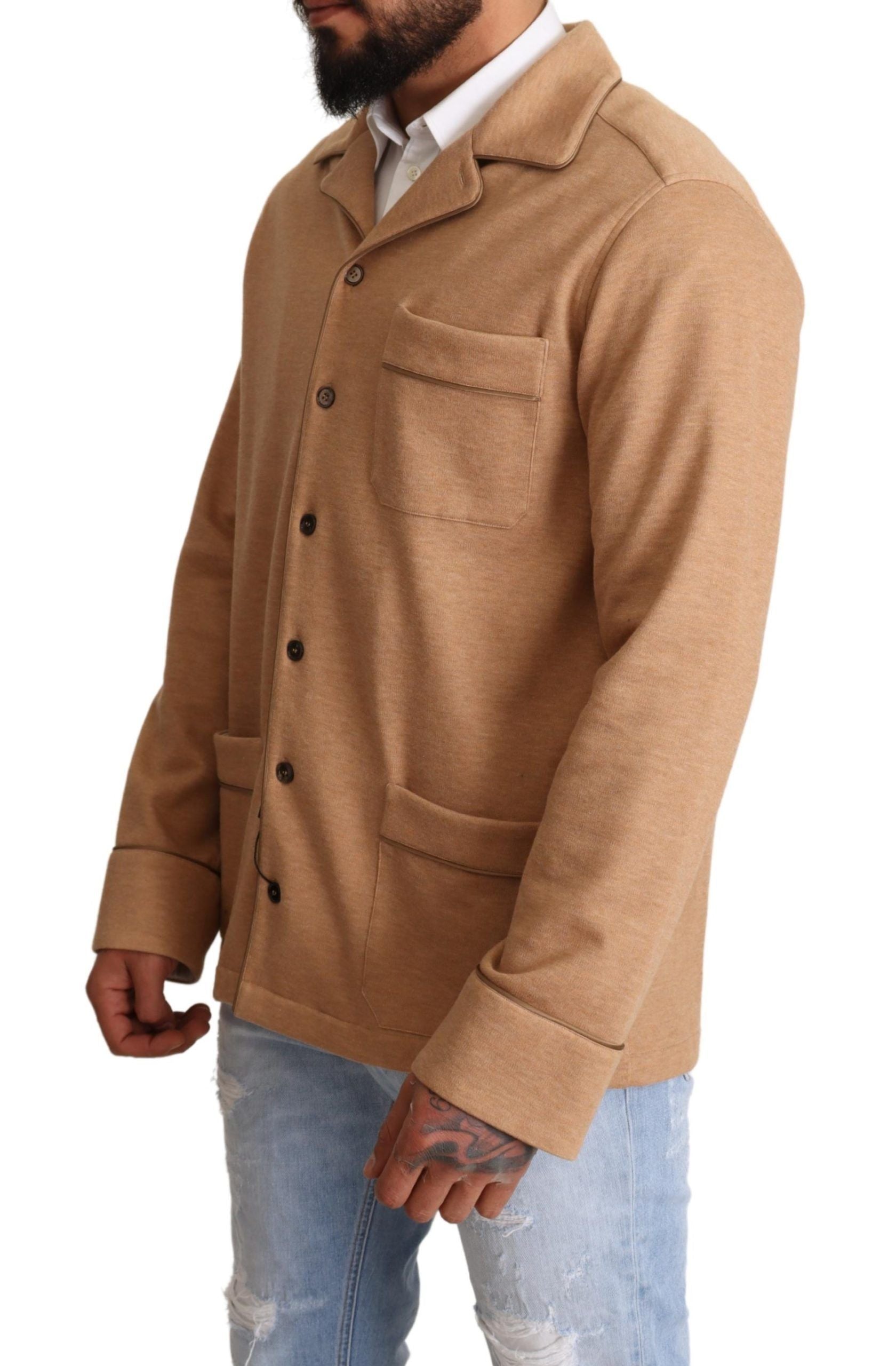 Dolce & Gabbana Brauner Baumwollmantel mit Knopfleiste Jacke