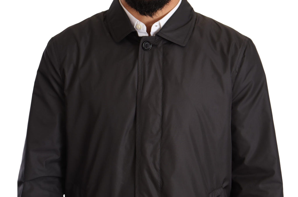 Dolce & Gabbana Schwarzer Polyester Herren Trenchcoat Jacke
