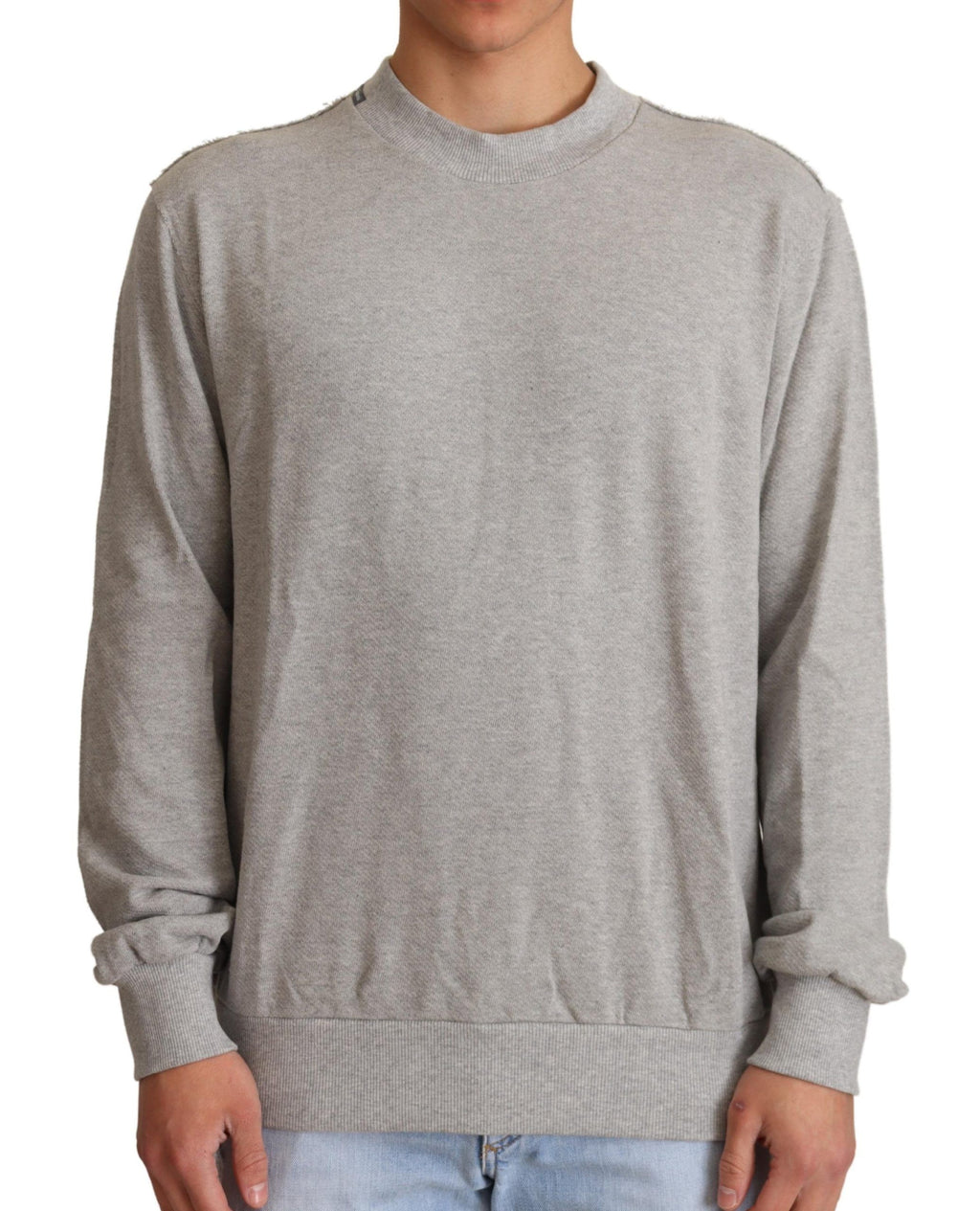 Dolce & Gabbana Grauer Pullover aus Baumwolle mit Rundhalsausschnitt