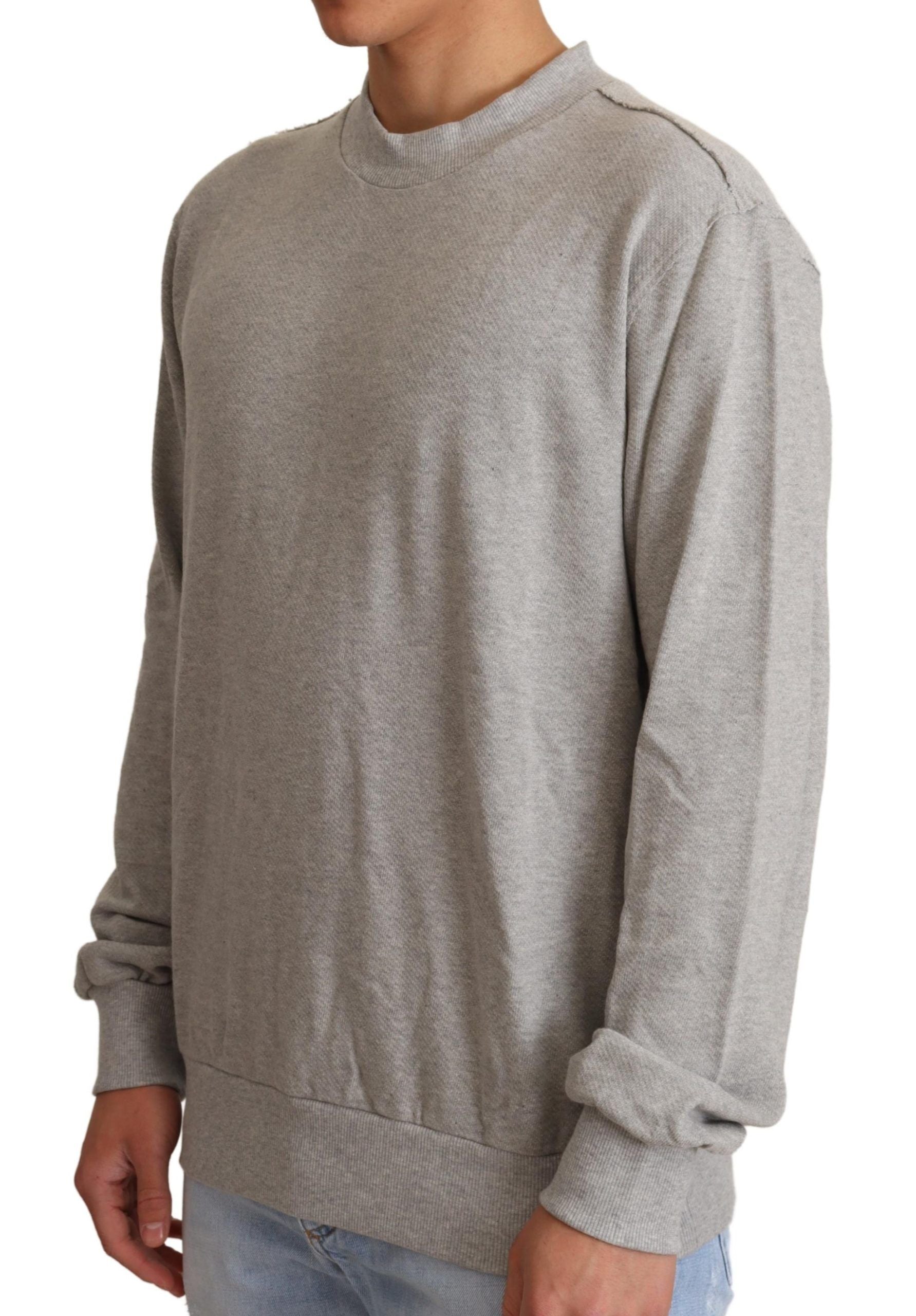 Dolce & Gabbana Grauer Pullover aus Baumwolle mit Rundhalsausschnitt