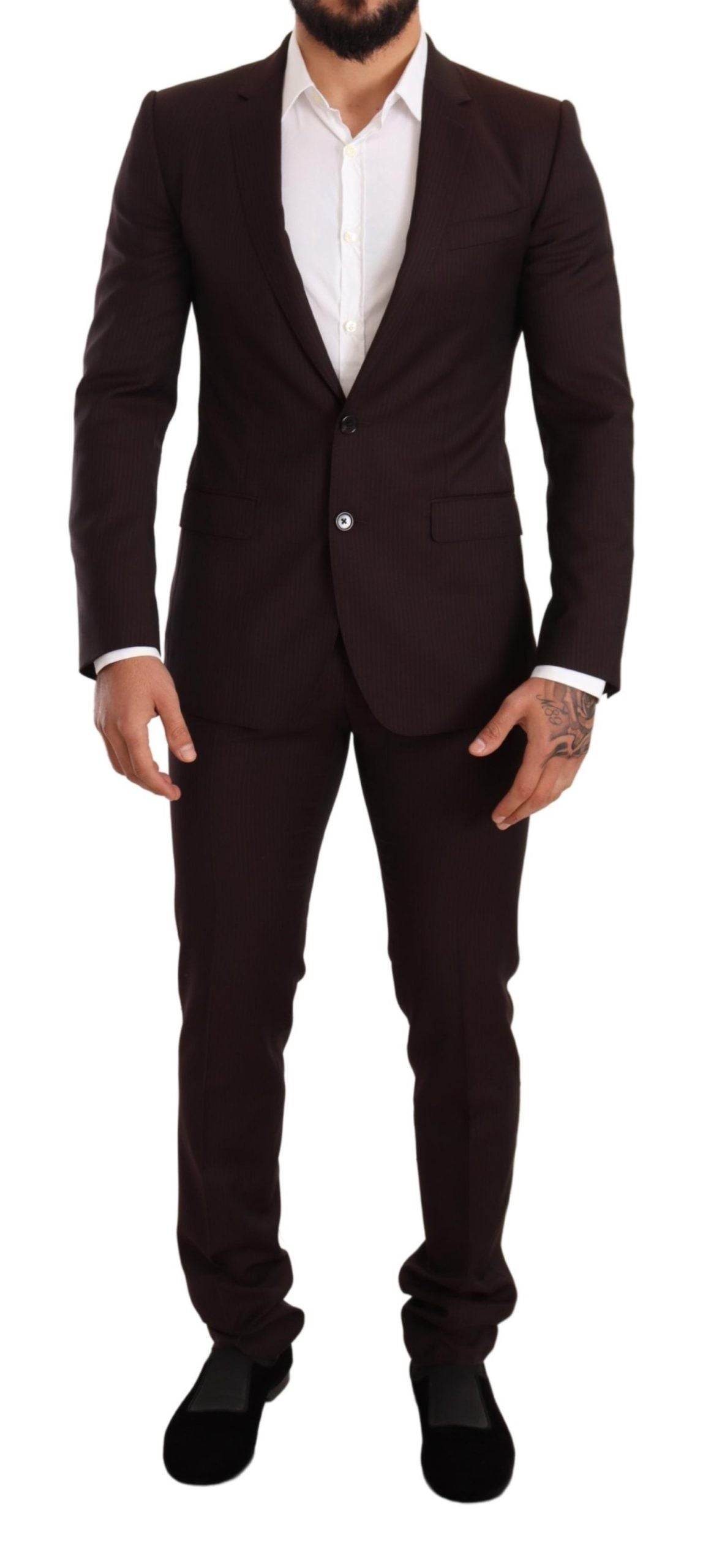 Dolce & Gabbana Bordeauxfarbener MARTINI Slim Fit Anzug aus Wolle