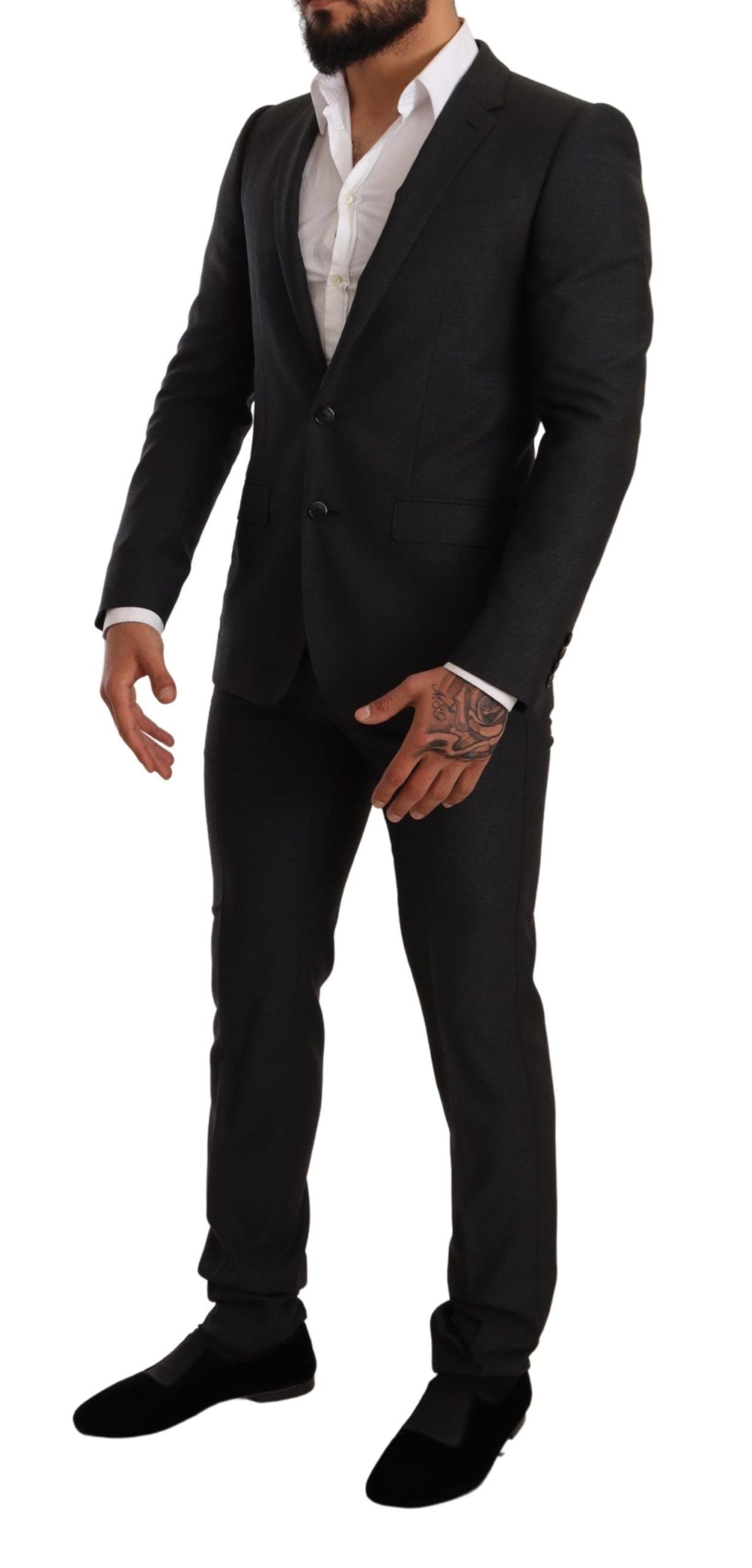 Dolce & Gabbana Graue Wolle MARTINI Slim Fit Set Anzug