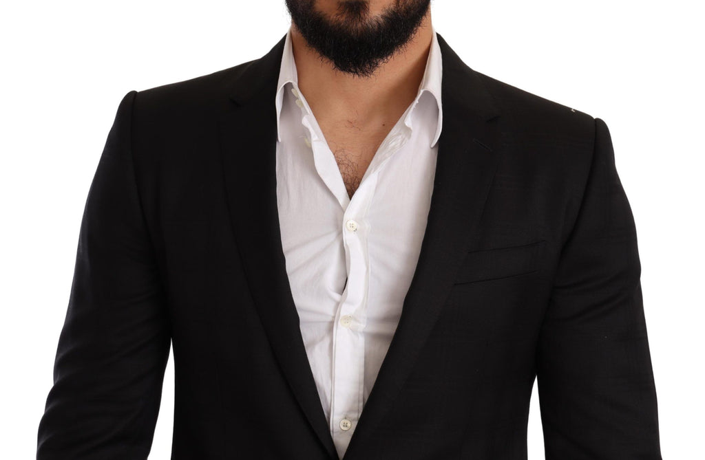 Dolce & Gabbana Black Plaid Suit MARTINI SLIM FIT 2 Piece