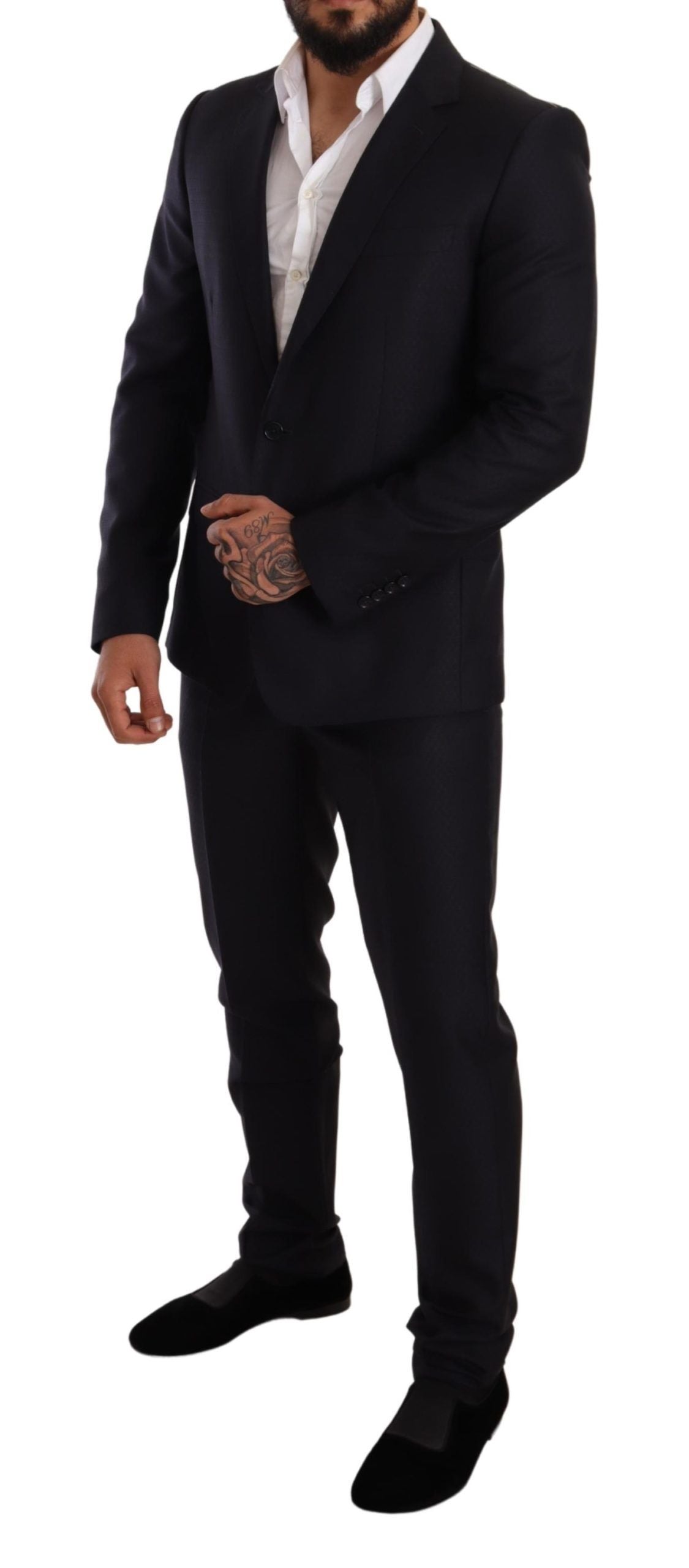 Dolce & Gabbana Blue patterned MARTINI SLIM FIT 2 Piece Suit
