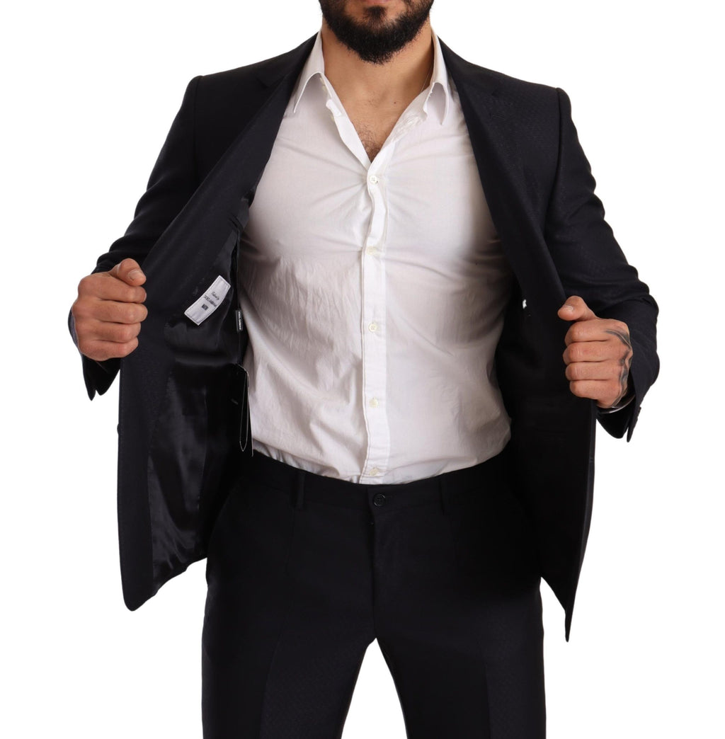 Dolce & Gabbana Blue patterned MARTINI SLIM FIT 2 Piece Suit