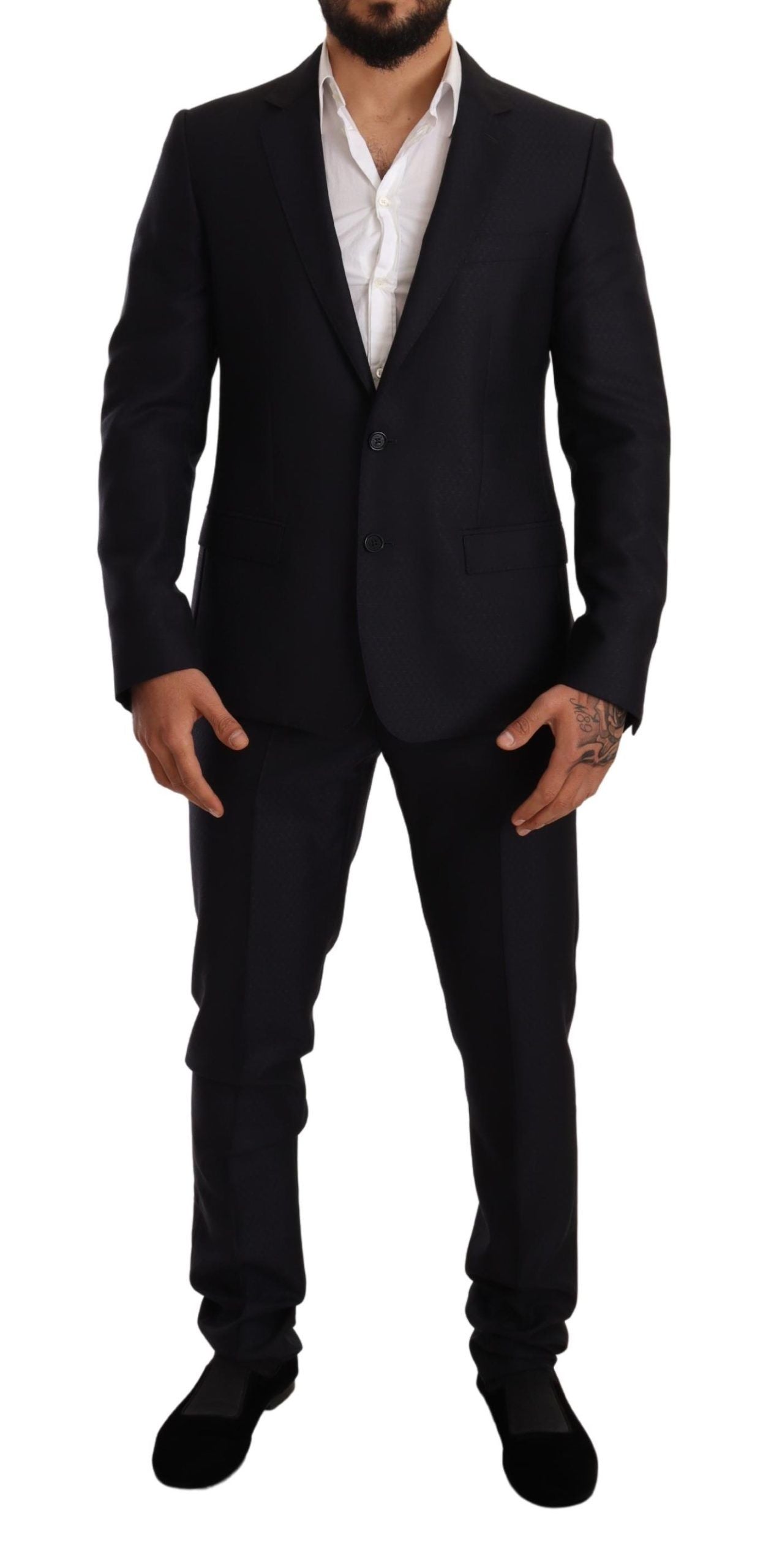 Dolce & Gabbana Blue patterned MARTINI SLIM FIT 2 Piece Suit