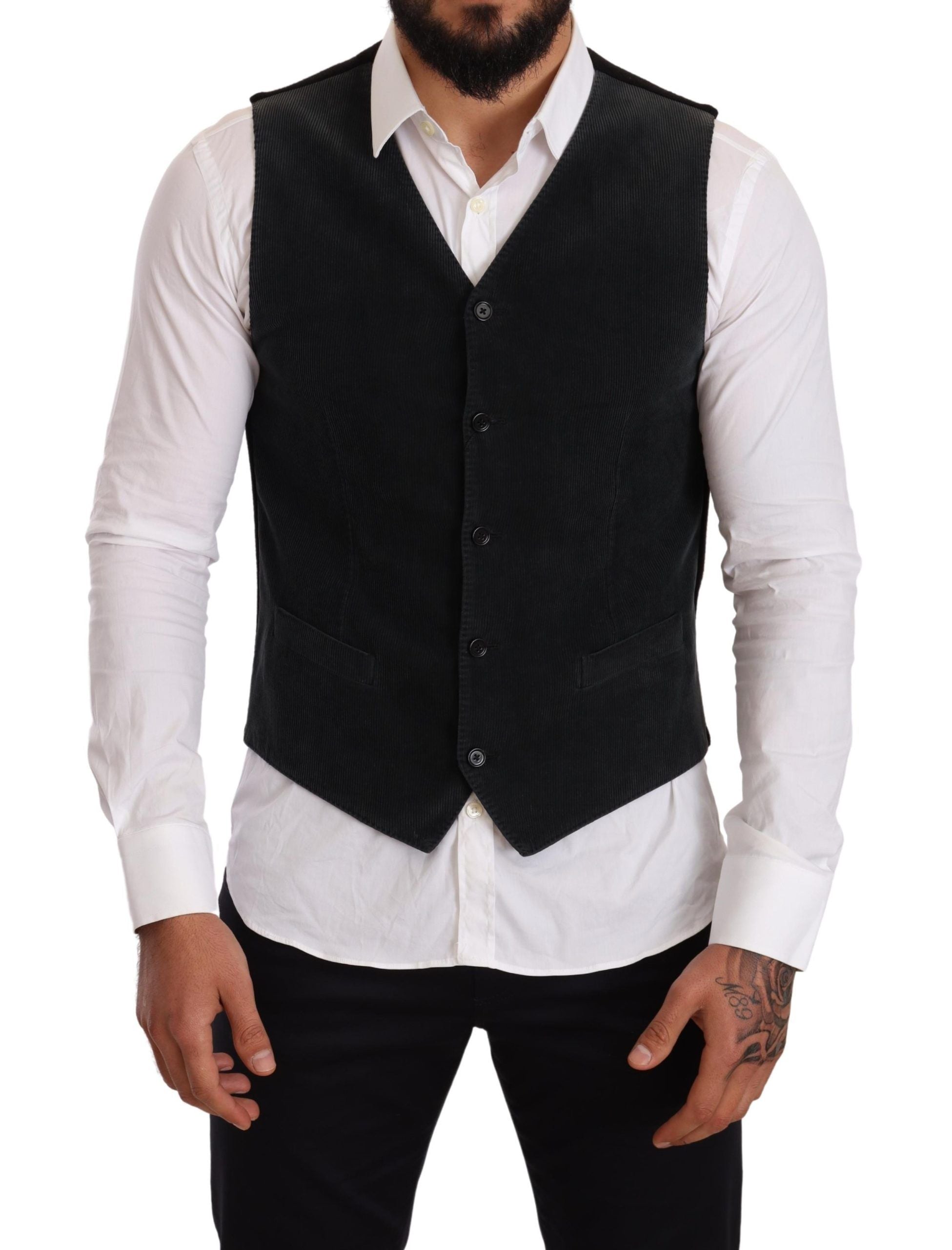 Dolce & Gabbana Schwarze einreihige Baumwollweste