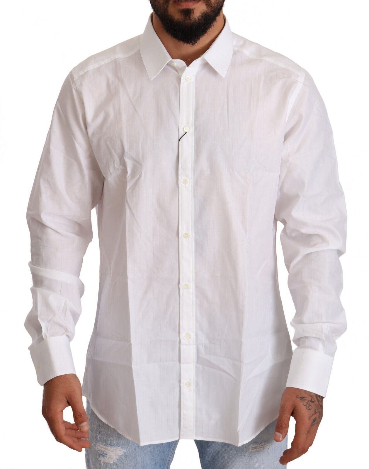 Dolce & Gabbana Weißes Baumwollhemd MARTINI Slim Fit Herren