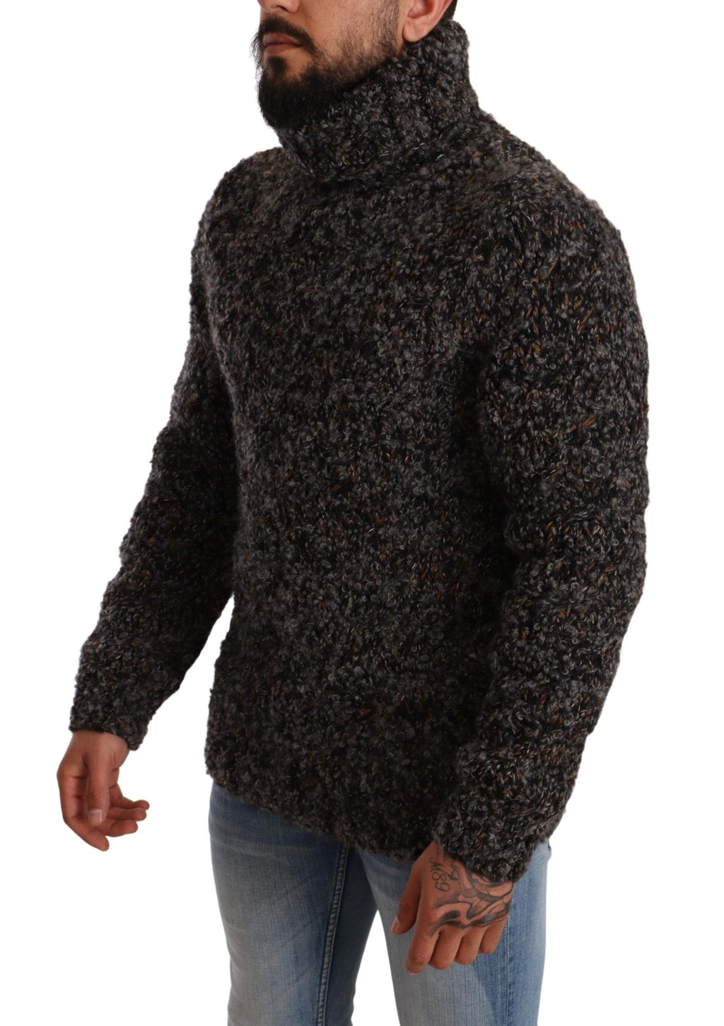 Dolce & Gabbana Grey Wool-Blend Rollneck Sweater