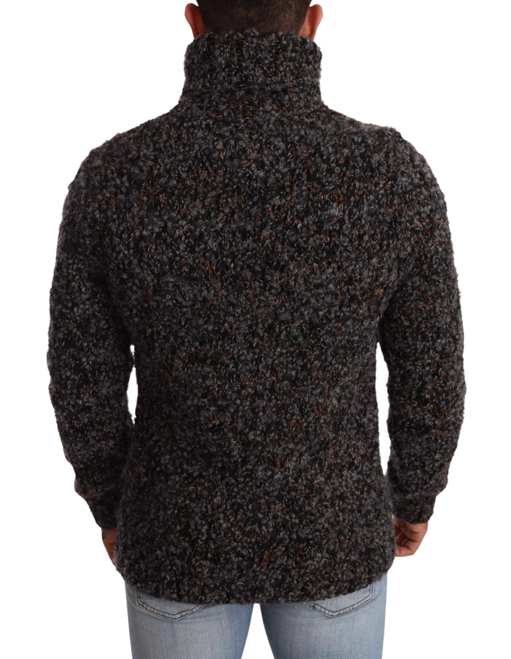 Dolce & Gabbana Grey Wool-Blend Rollneck Sweater