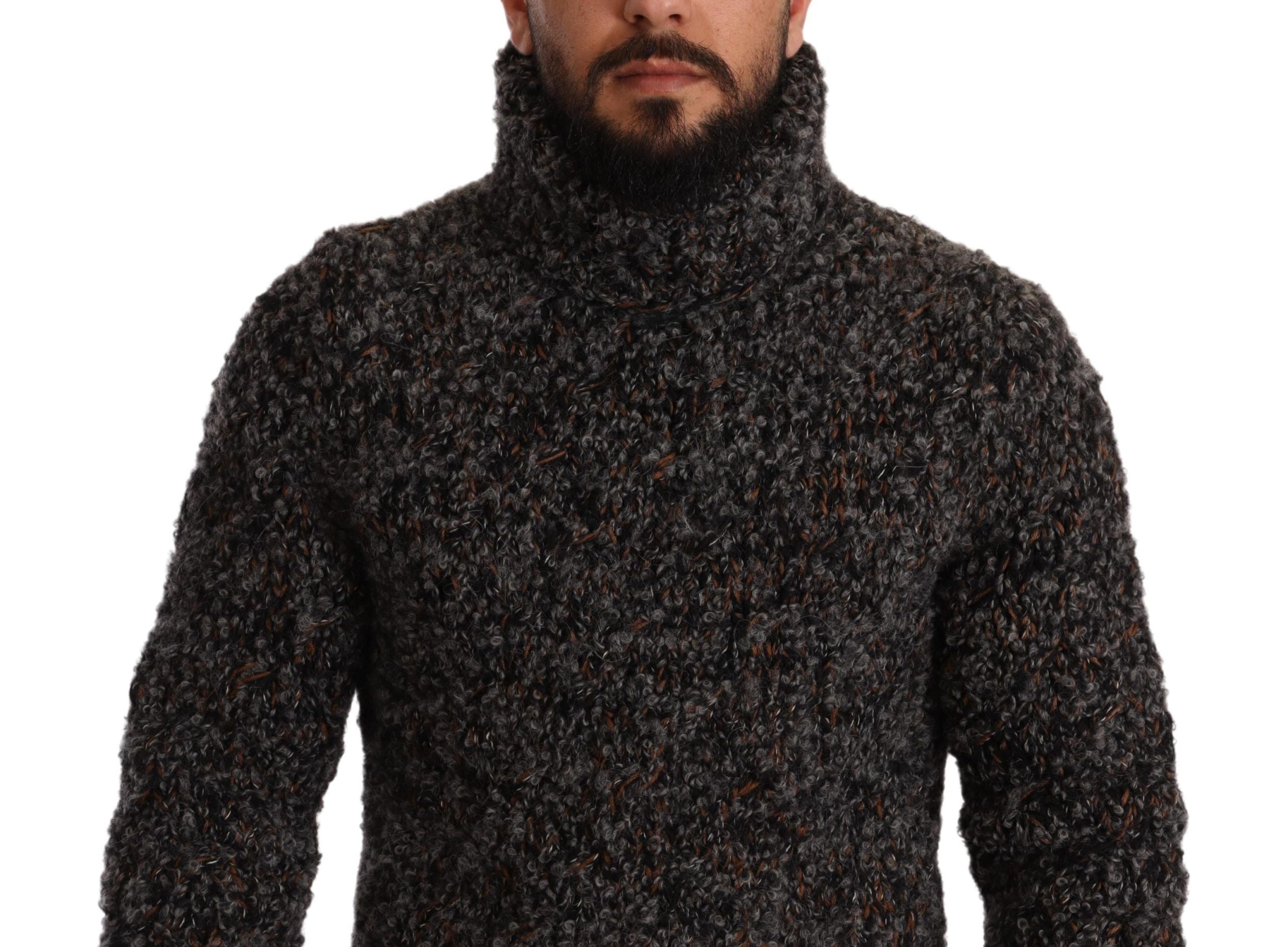 Dolce & Gabbana Grey Wool-Blend Rollneck Sweater