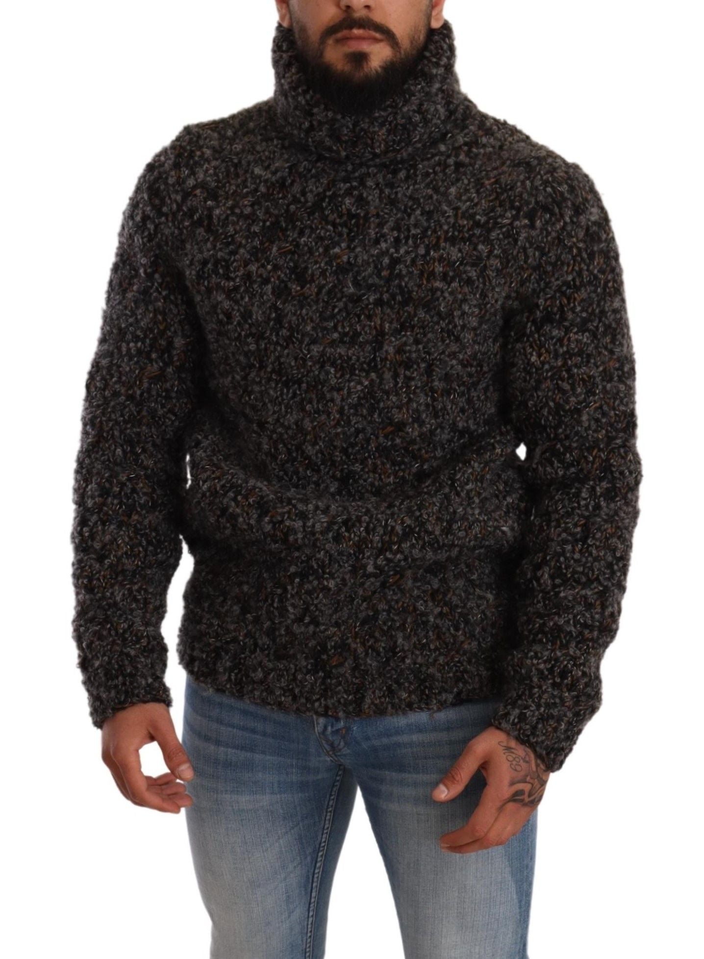 Dolce & Gabbana Grey Wool-Blend Rollneck Sweater