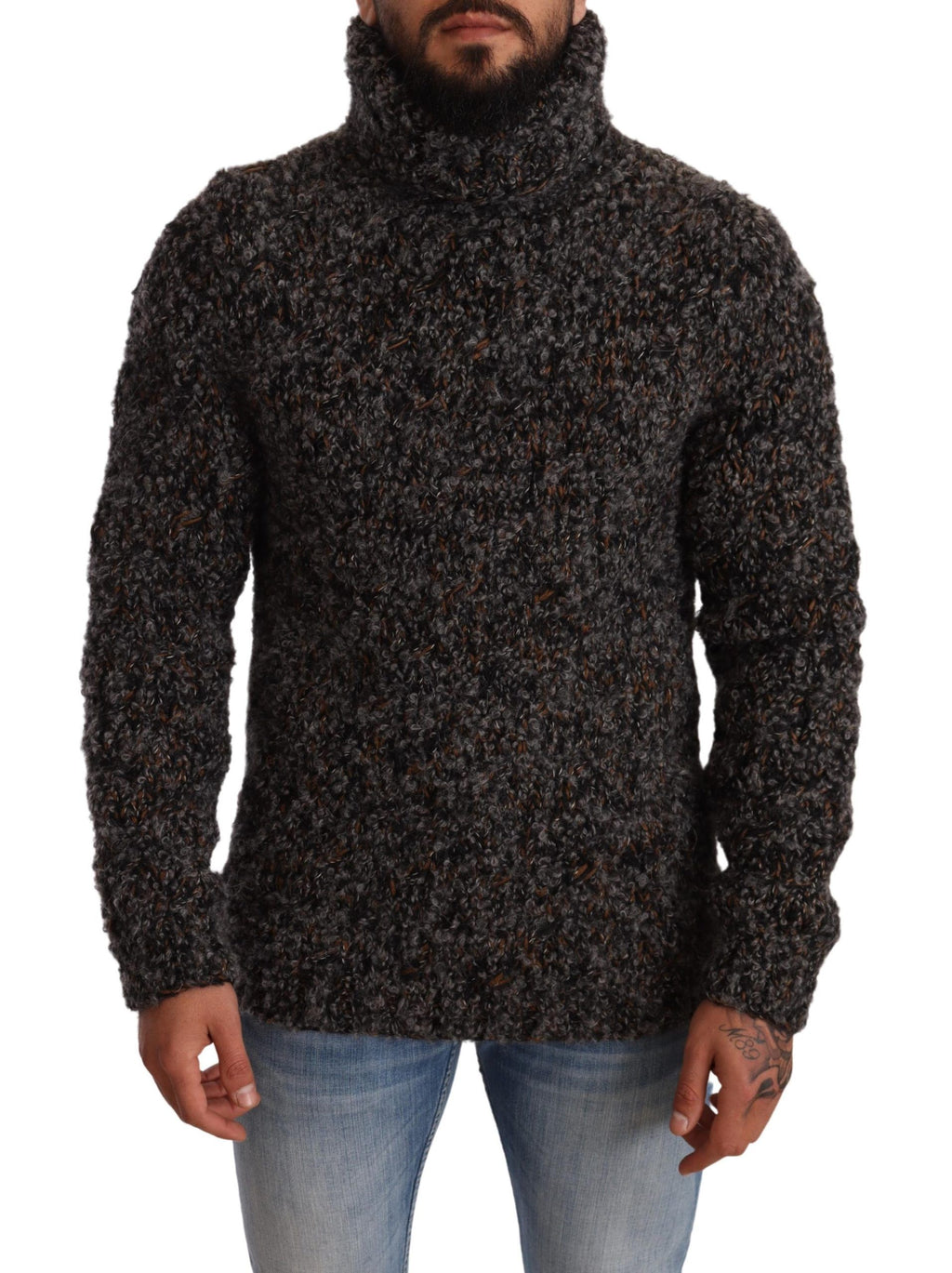 Dolce & Gabbana Grey Wool-Blend Rollneck Sweater