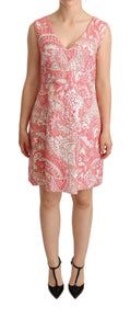 Dolce & Gabbana Rosa Jacquard-Faltenkleid mit Blumenmuster