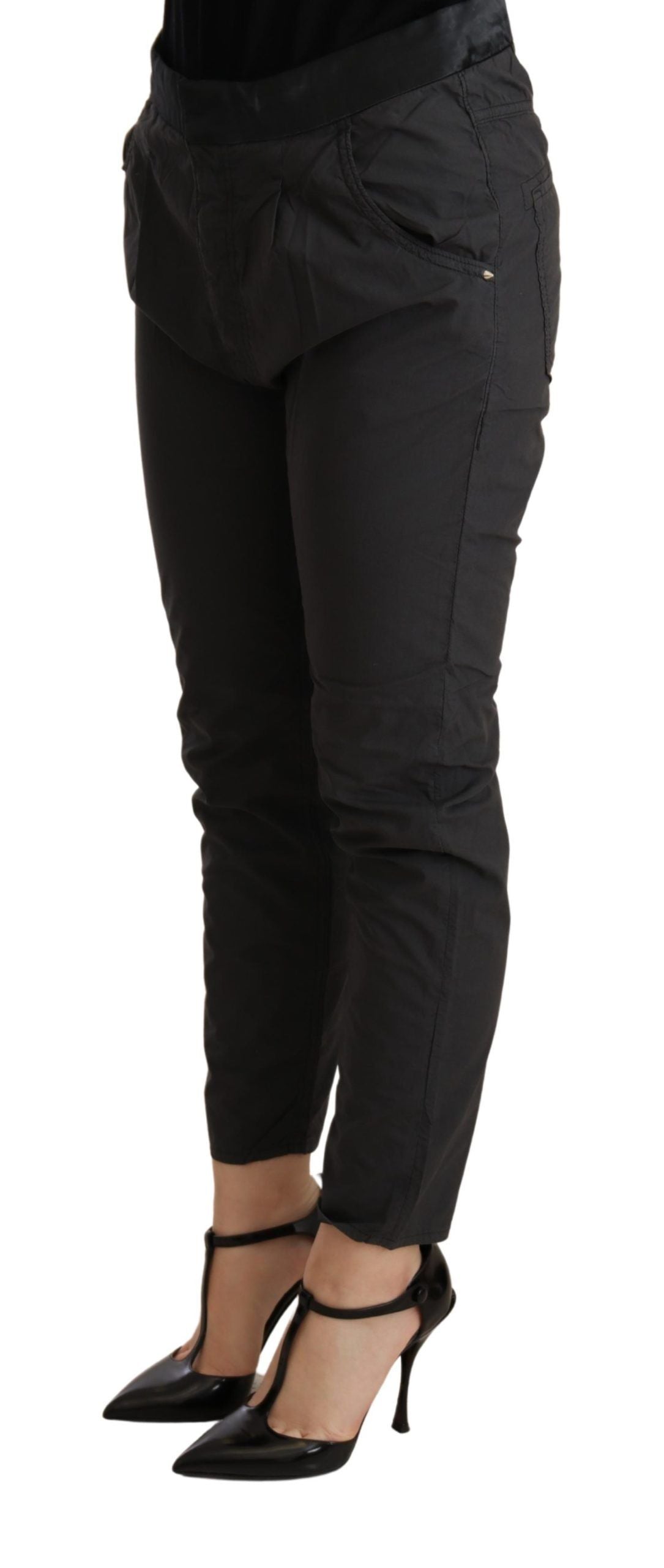 CYCLE Graue Slim Fit Skinny Hose aus Baumwolle mit mittlerer Taille