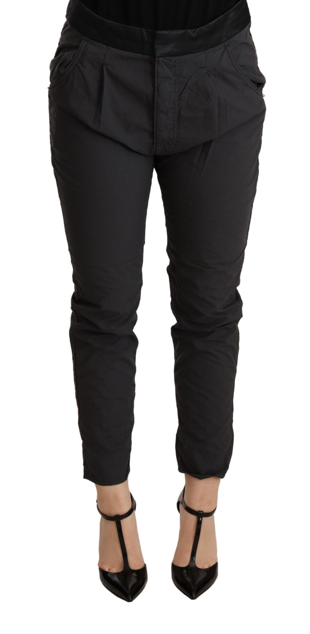 CYCLE Graue Slim Fit Skinny Hose aus Baumwolle mit mittlerer Taille