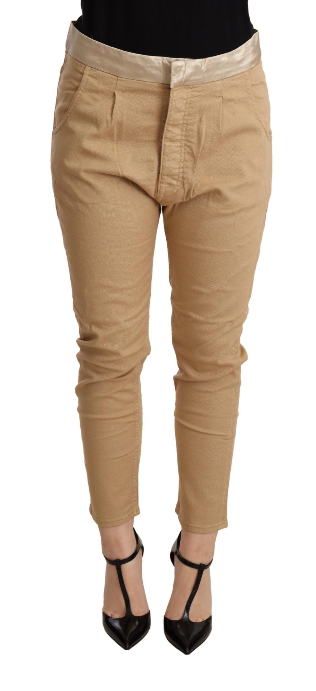 CYCLE Beige Mid Waist Slim Fit Skinny Stretch Pants