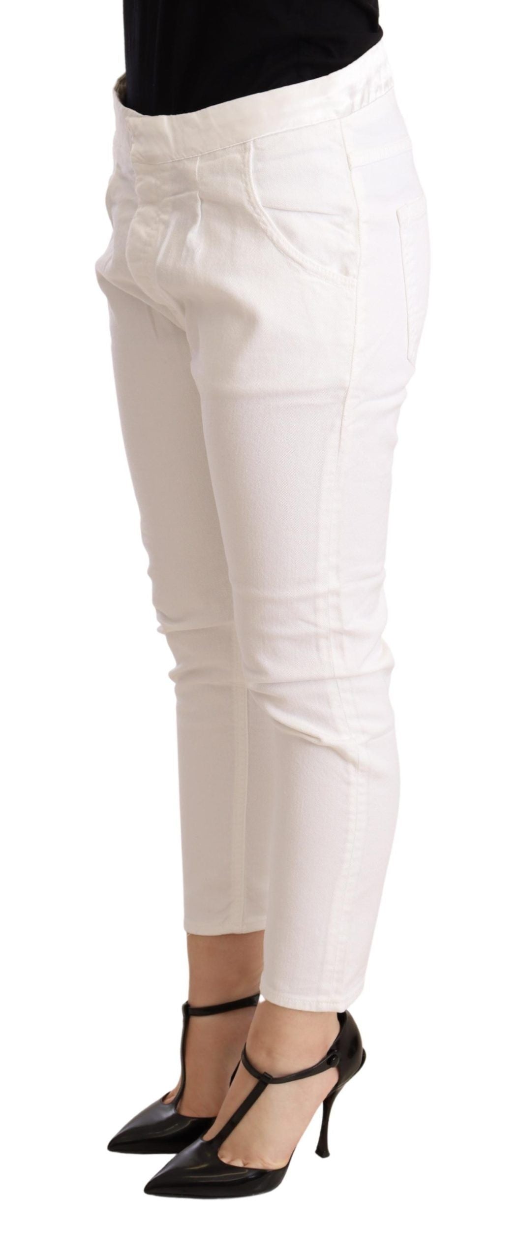 CYCLE White Mid Waist Slim Fit Skinny Cotton Stretch Pants