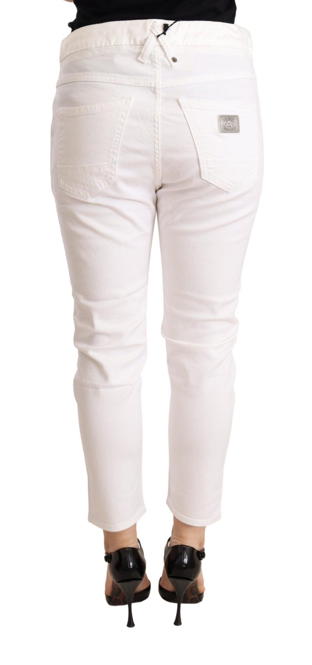 CYCLE White Mid Waist Slim Fit Skinny Cotton Stretch Pants