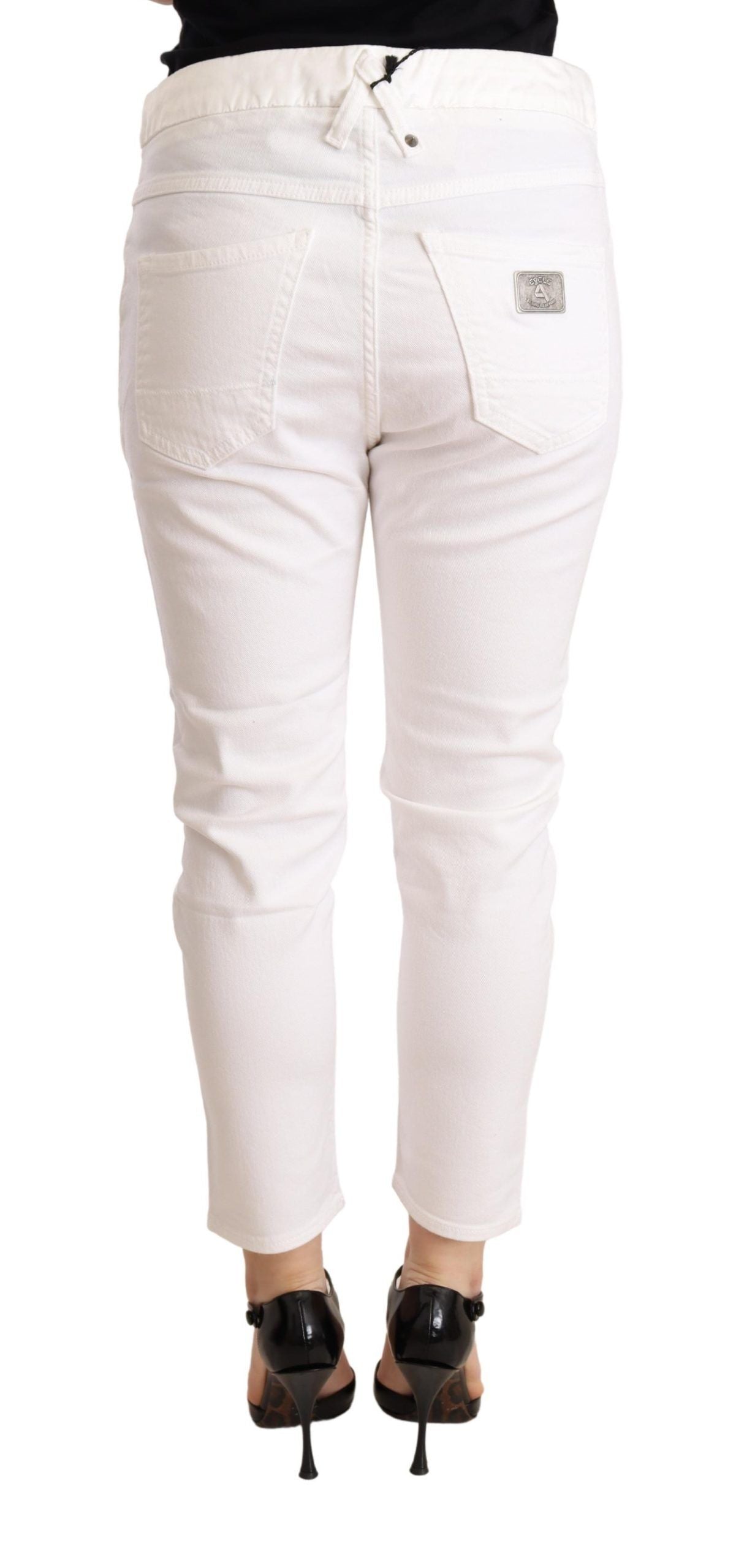 CYCLE White Mid Waist Slim Fit Skinny Cotton Stretch Pants