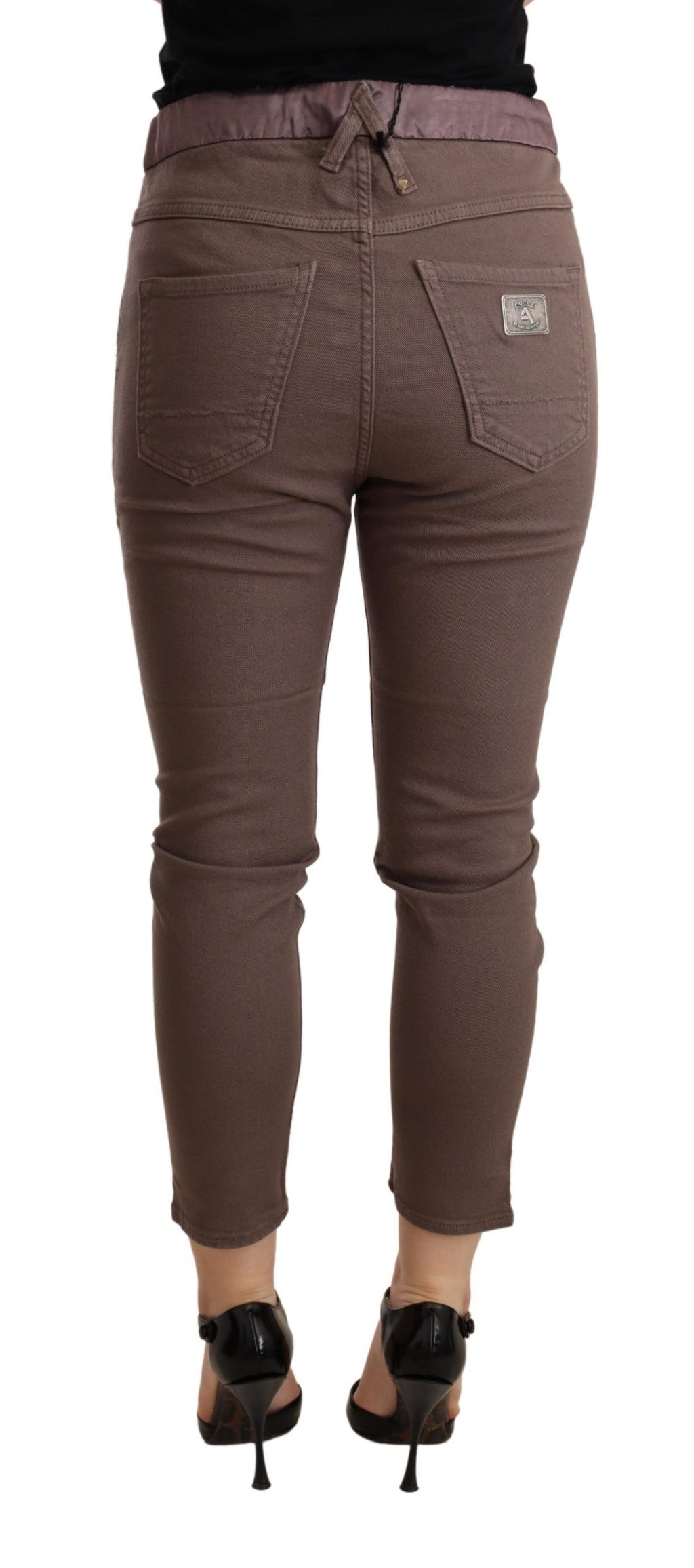 CYCLE Braun Mid Waist Cropped Skinny Stretch-Hose