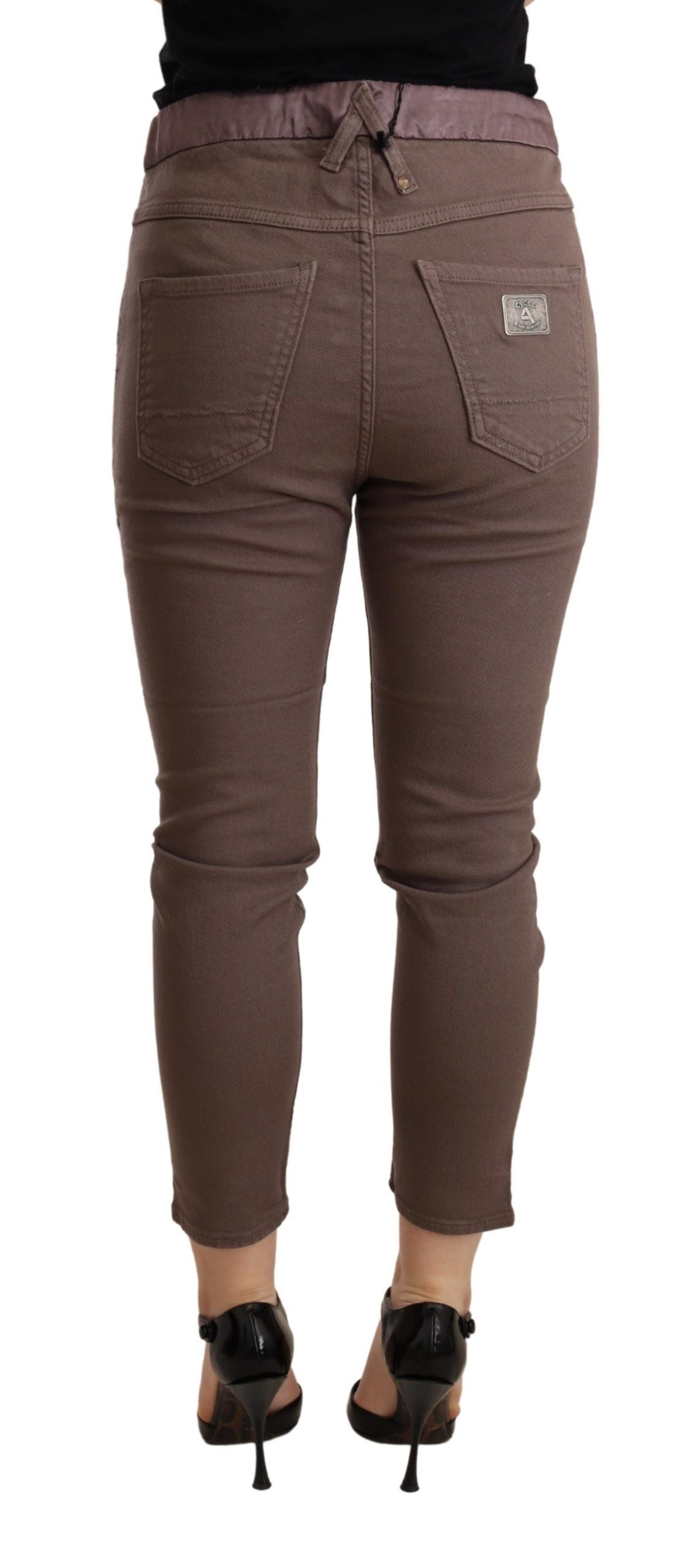 CYCLE Braun Mid Waist Cropped Skinny Stretch-Hose