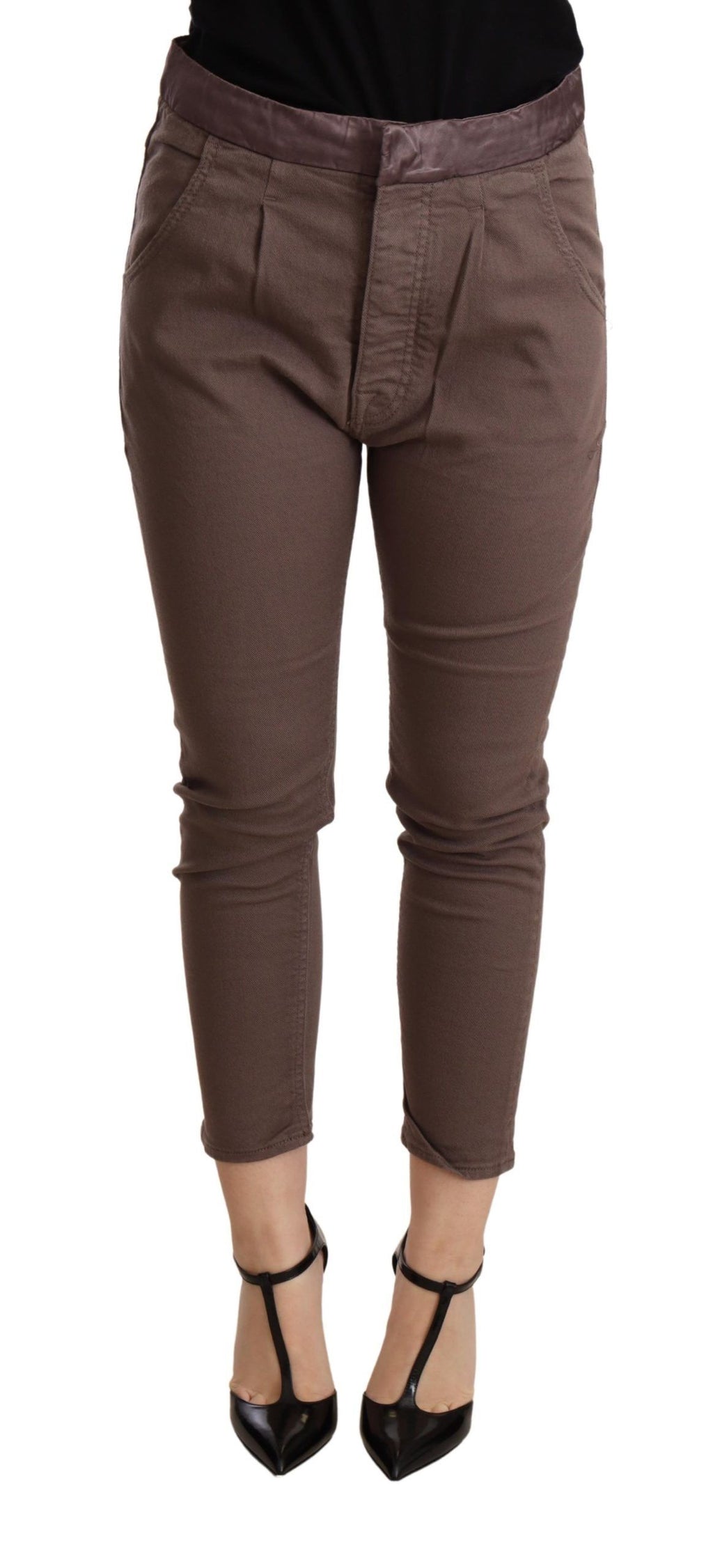 CYCLE Braun Mid Waist Cropped Skinny Stretch-Hose