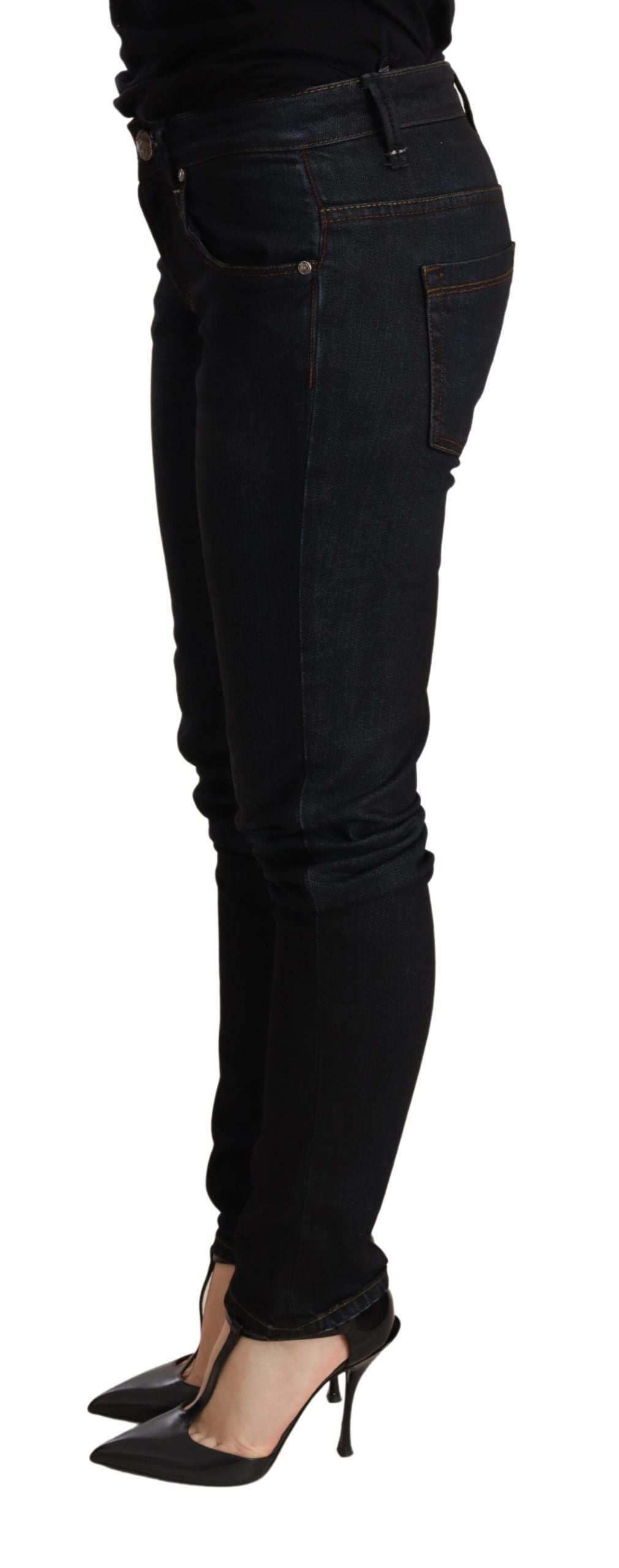 Eight blue washed low-rise skinny denim jeans