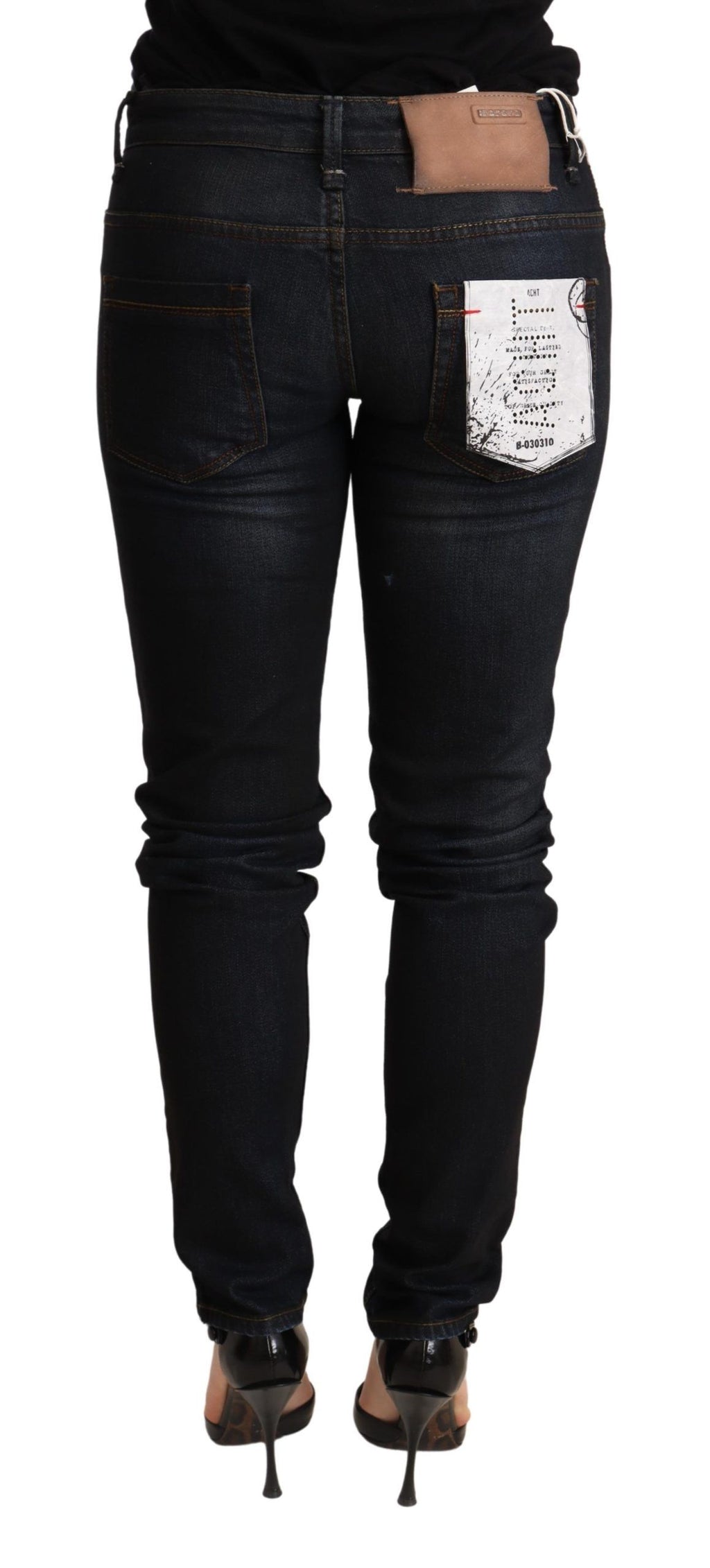 Eight blue washed low-rise skinny denim jeans
