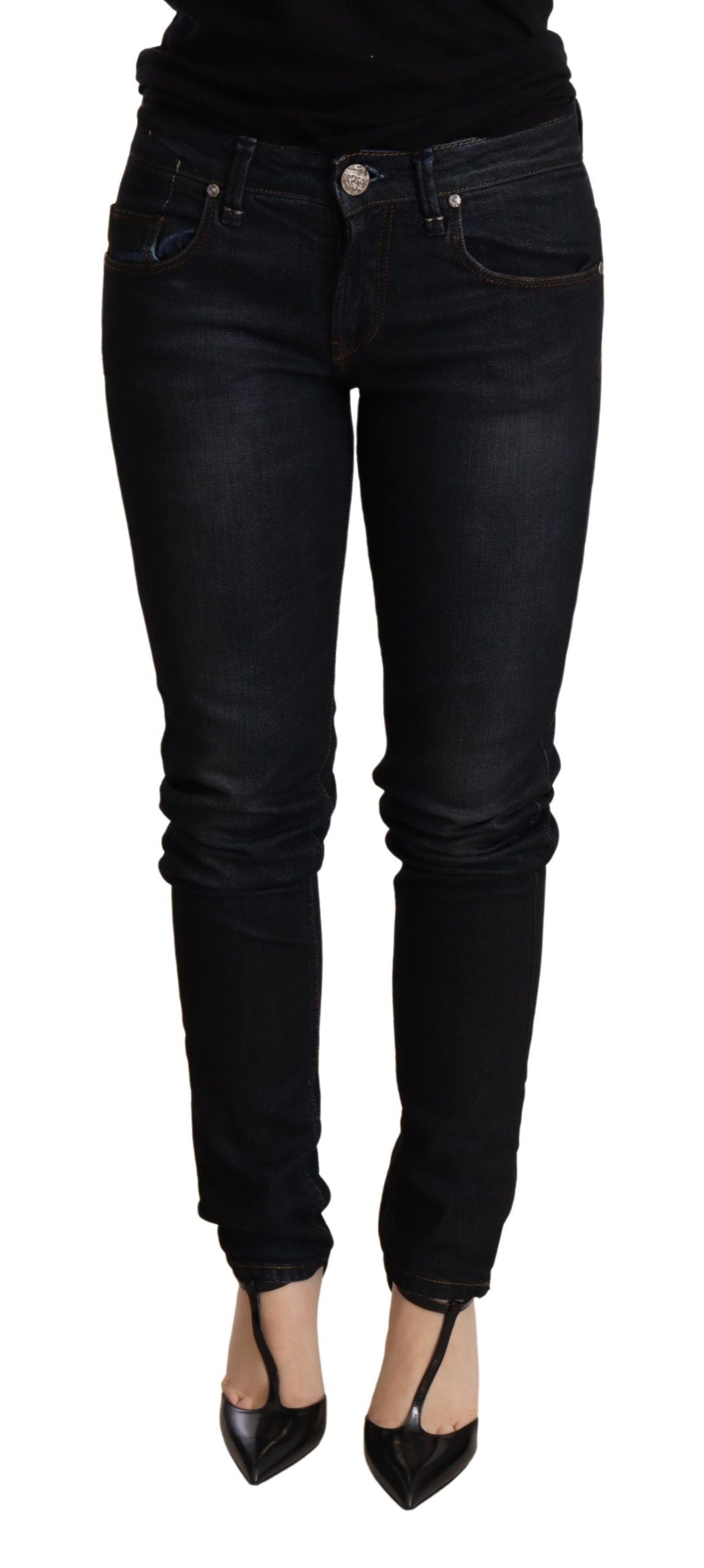 Eight blue washed low-rise skinny denim jeans
