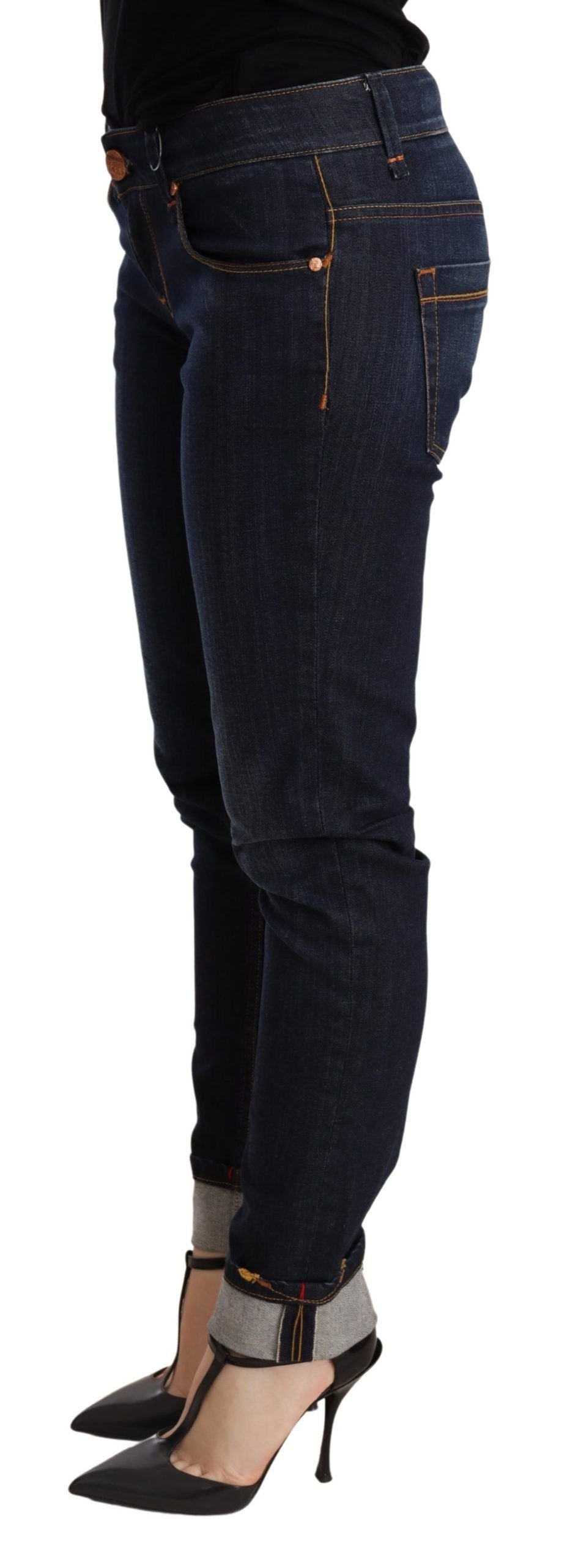 Eight blue washed low-rise skinny denim jeans