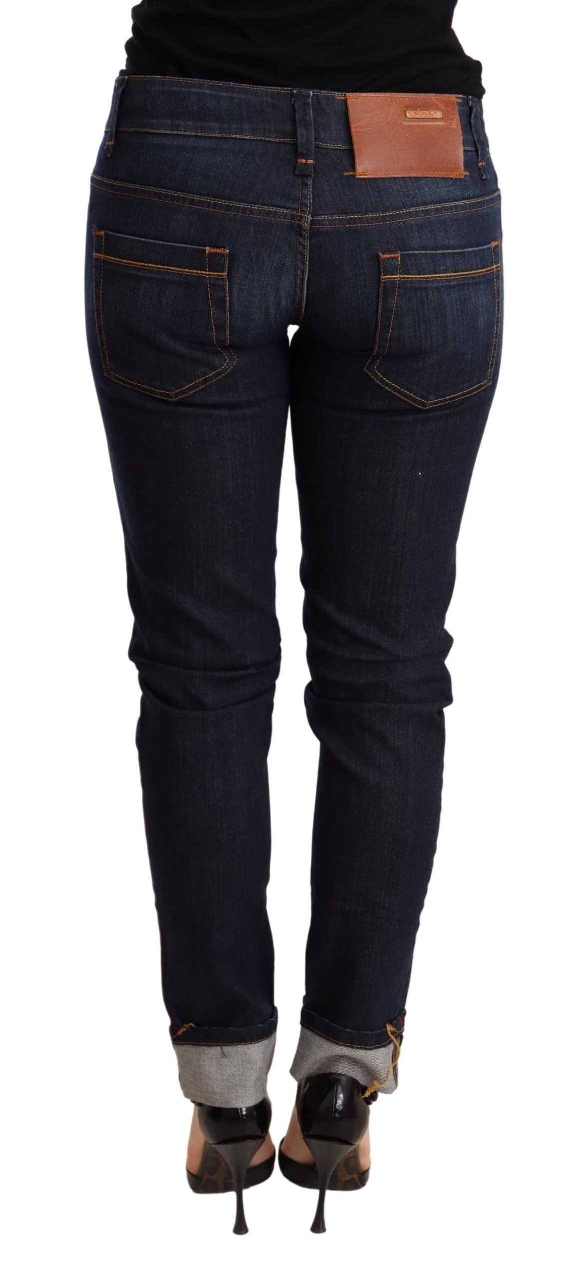 Eight blue washed low-rise skinny denim jeans