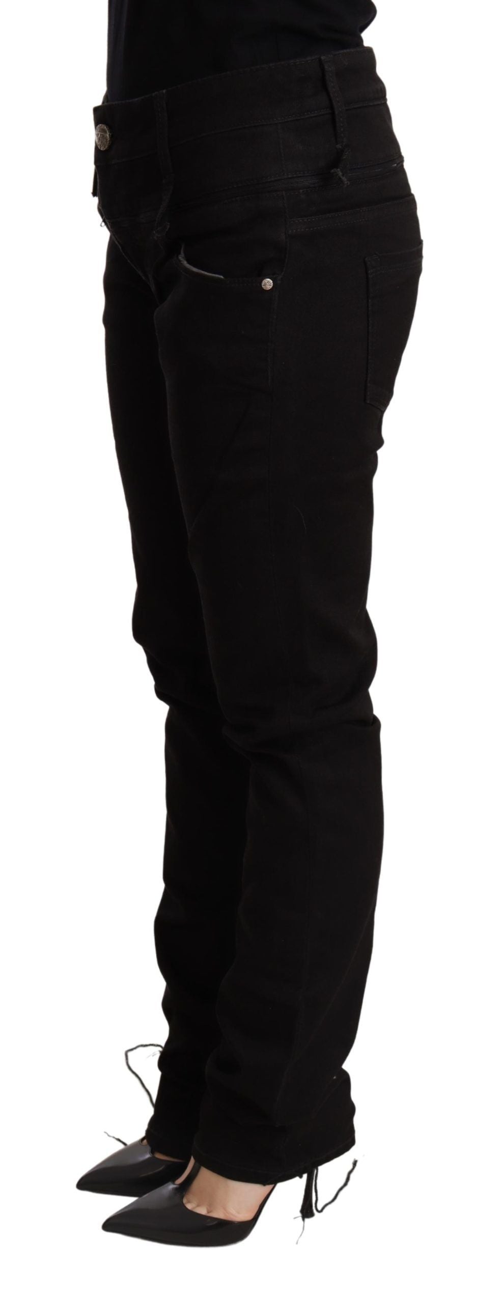 Eight Black Low-Waist Skinny Denim Jeans