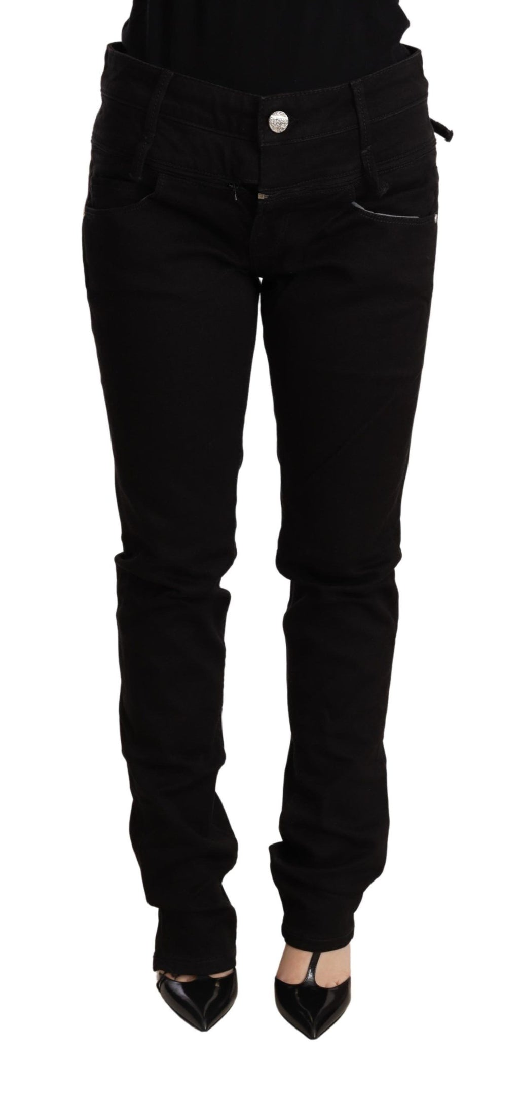 Eight Black Low-Waist Skinny Denim Jeans
